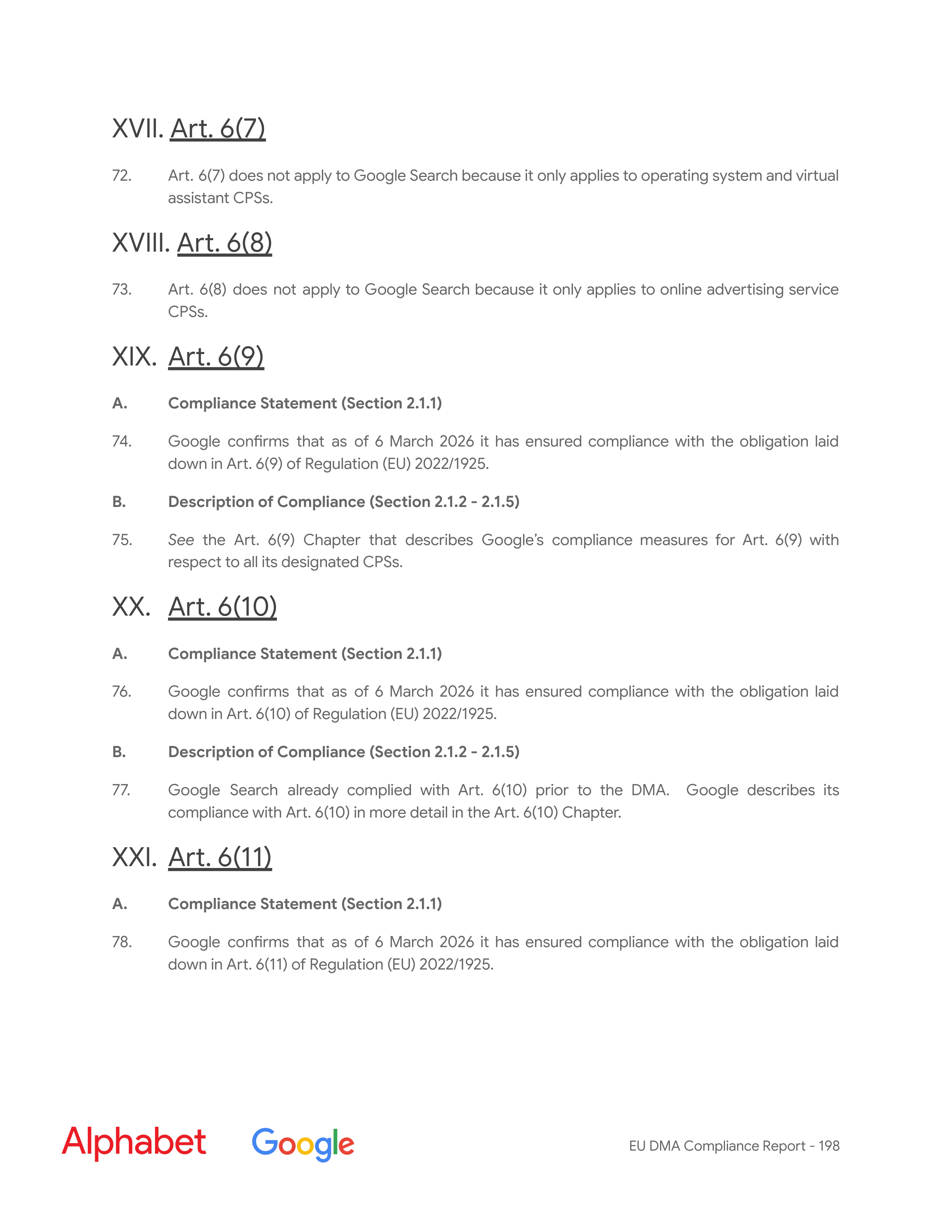 Alphabet DMA Compliance Report — page 199