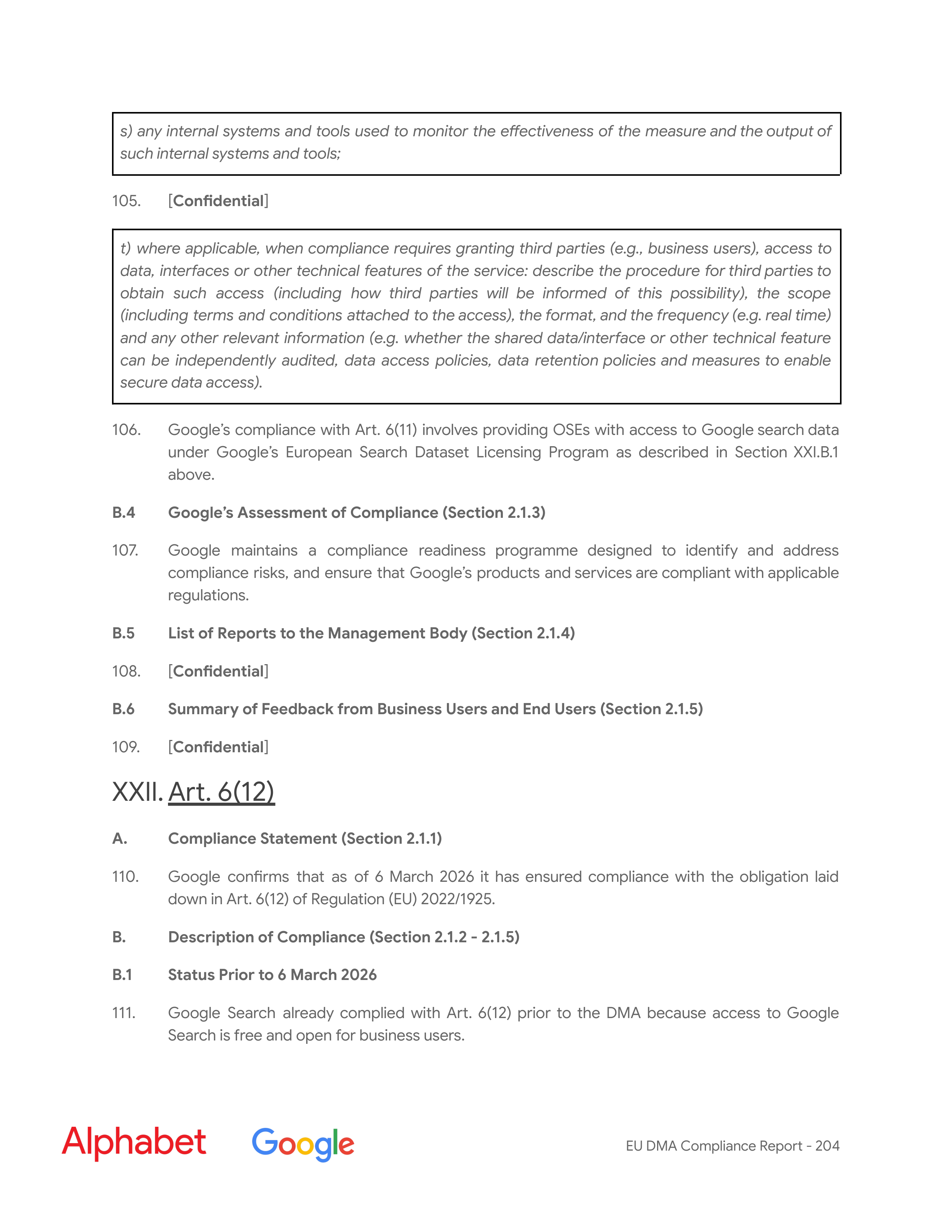 Alphabet DMA Compliance Report — page 205