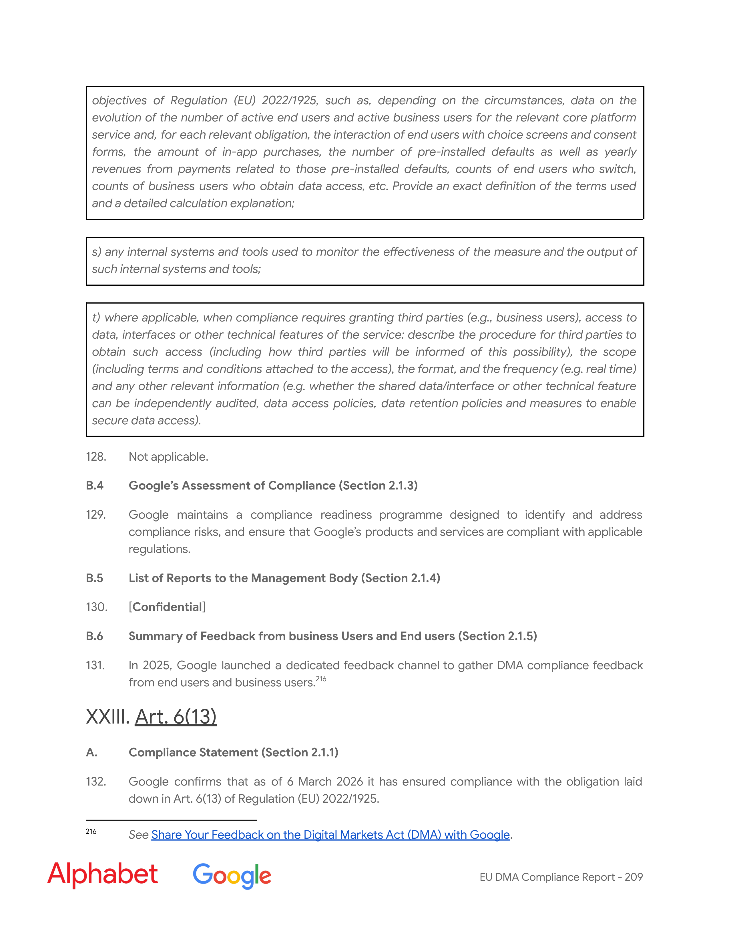 Alphabet DMA Compliance Report — page 210