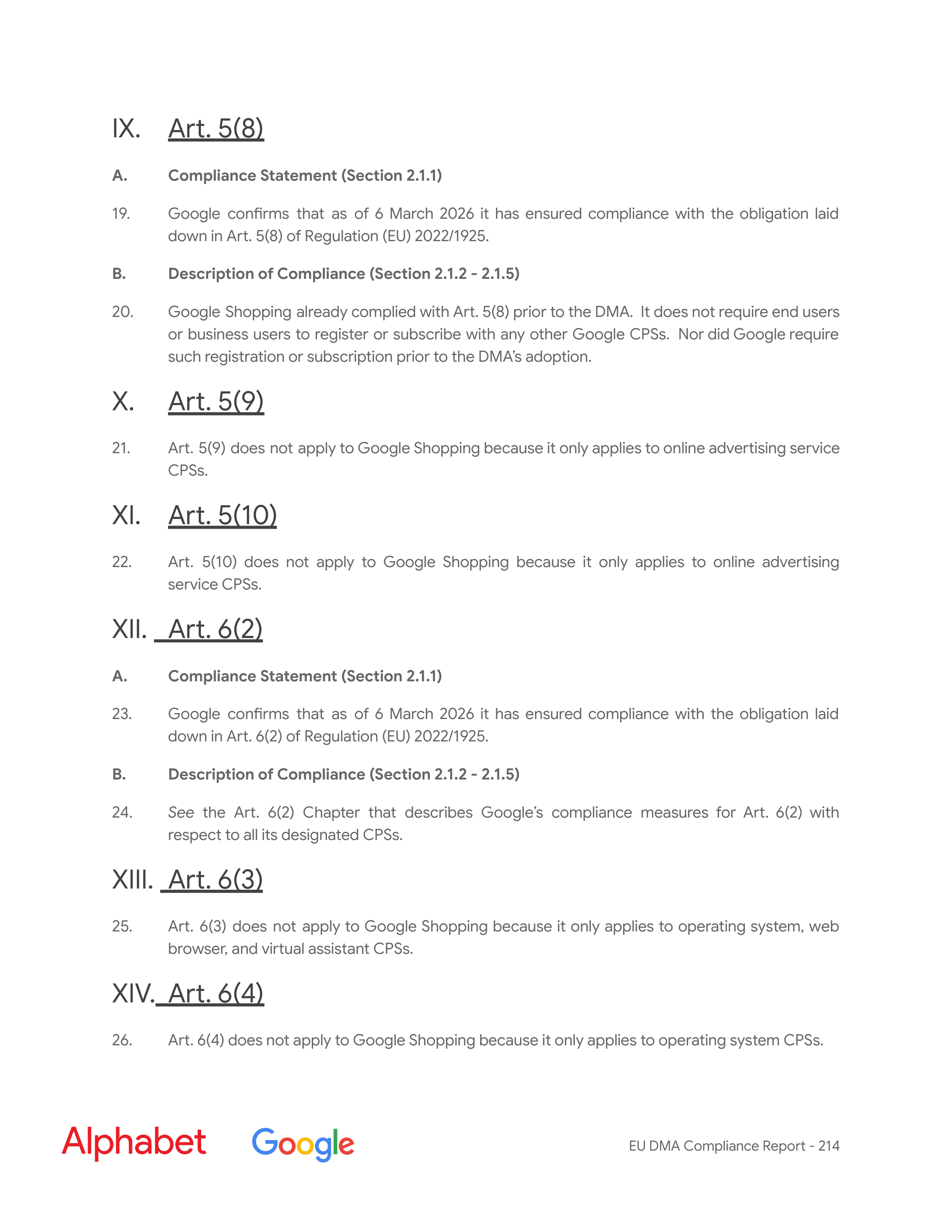 Alphabet DMA Compliance Report — page 215