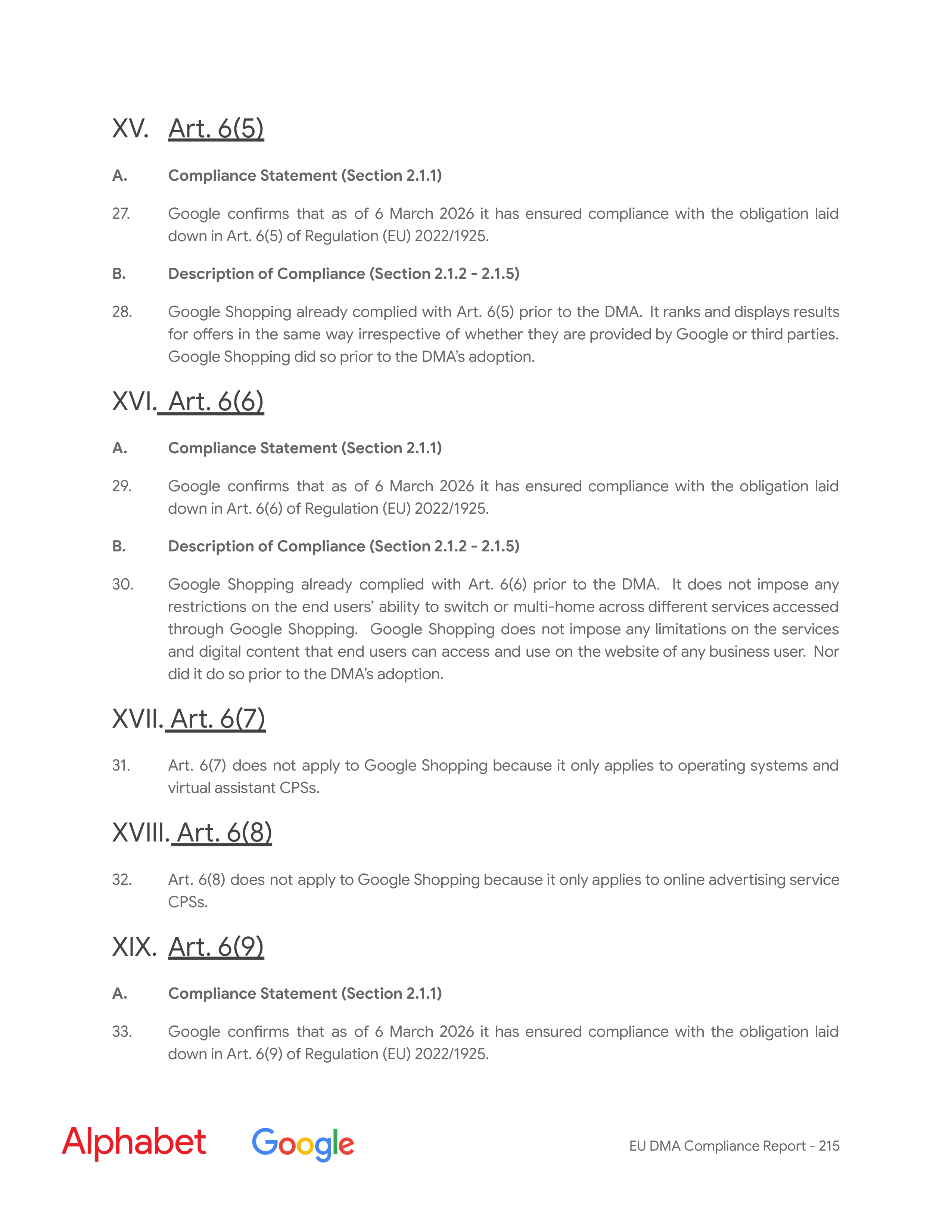 Alphabet DMA Compliance Report — page 216