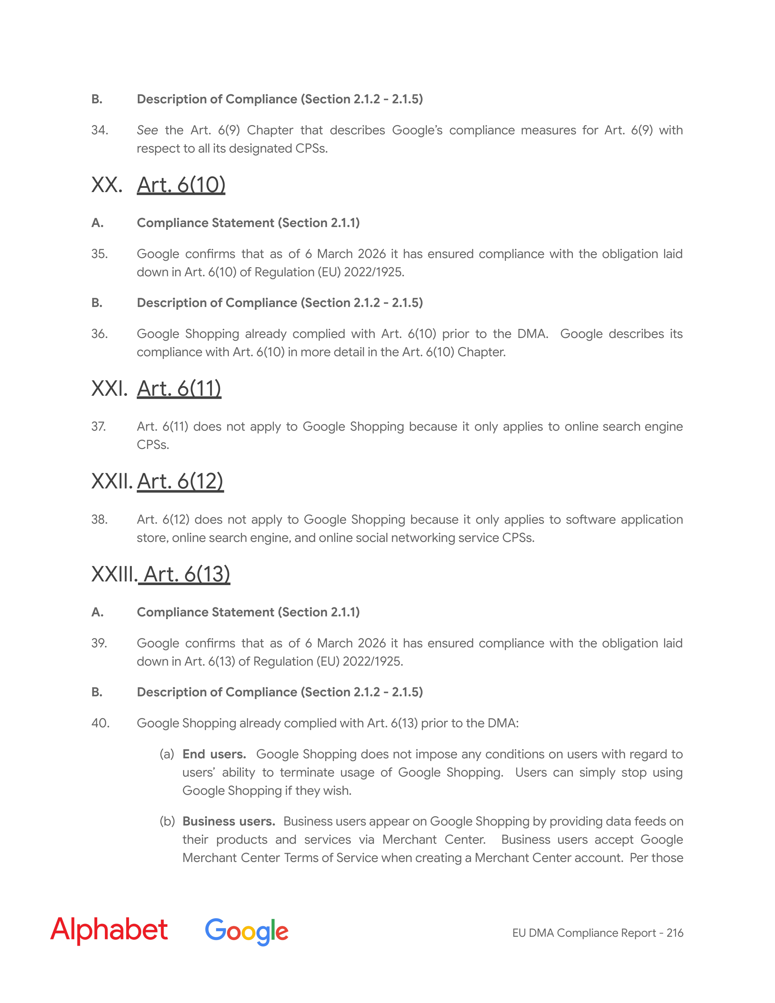 Alphabet DMA Compliance Report — page 217
