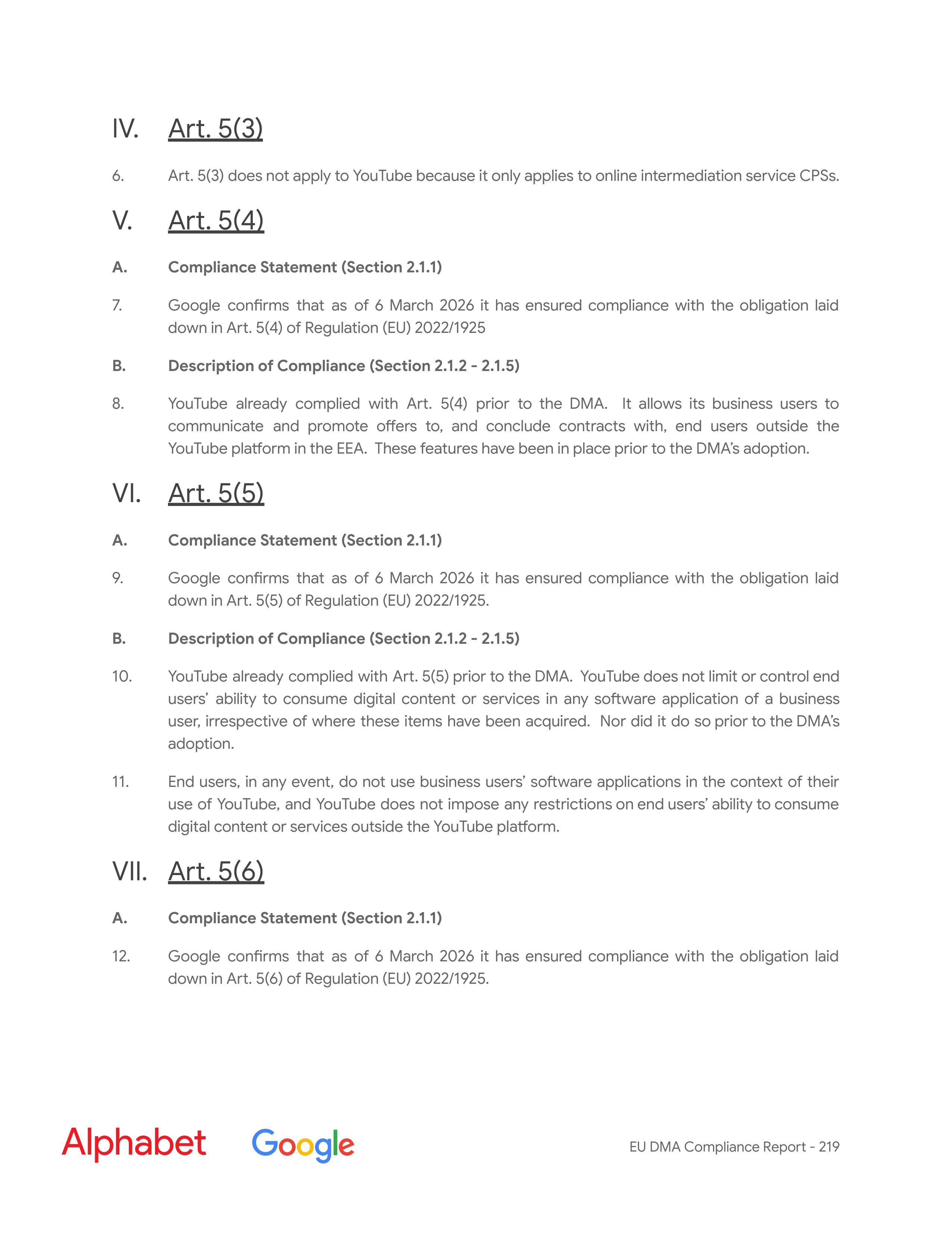Alphabet DMA Compliance Report — page 220