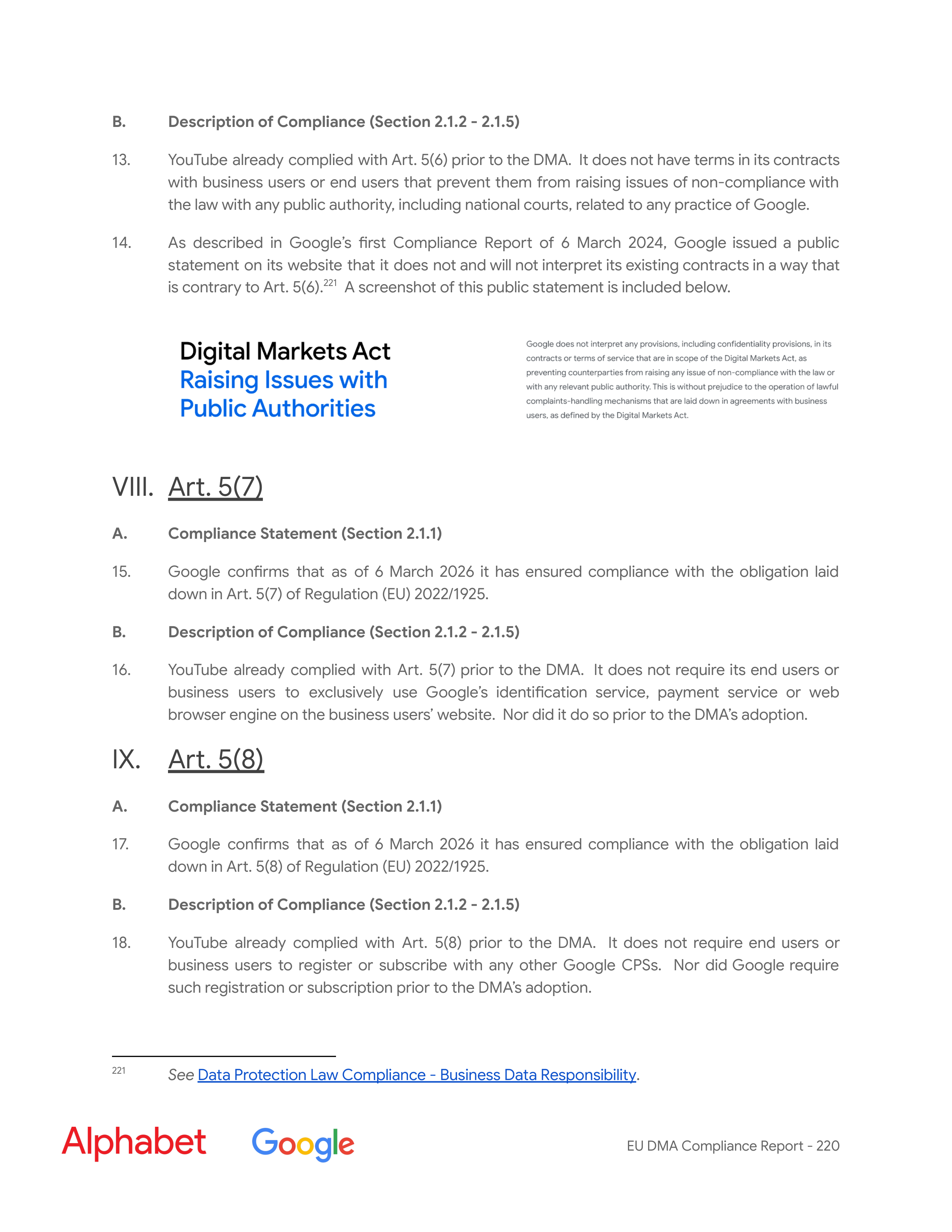 Alphabet DMA Compliance Report — page 221