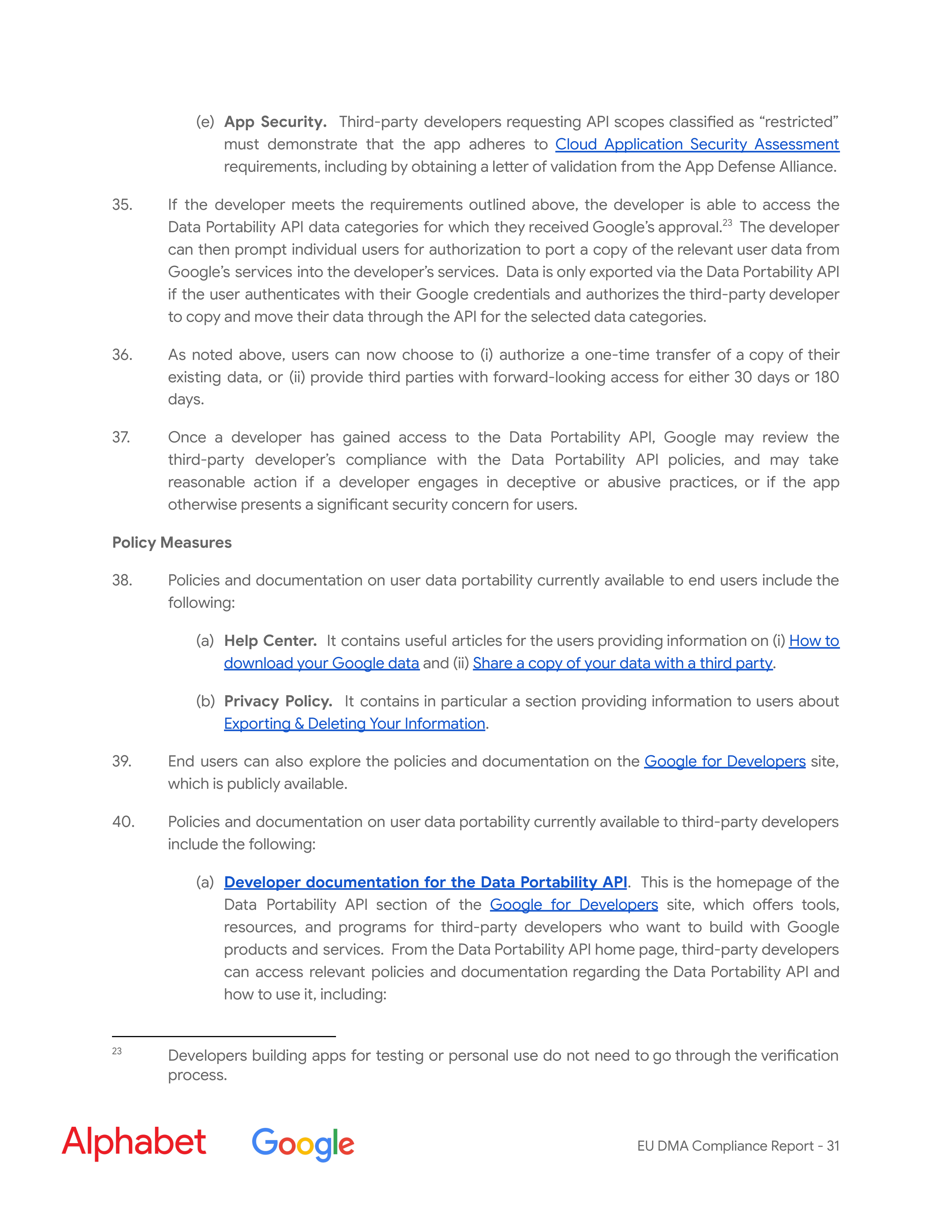Alphabet DMA Compliance Report — page 32