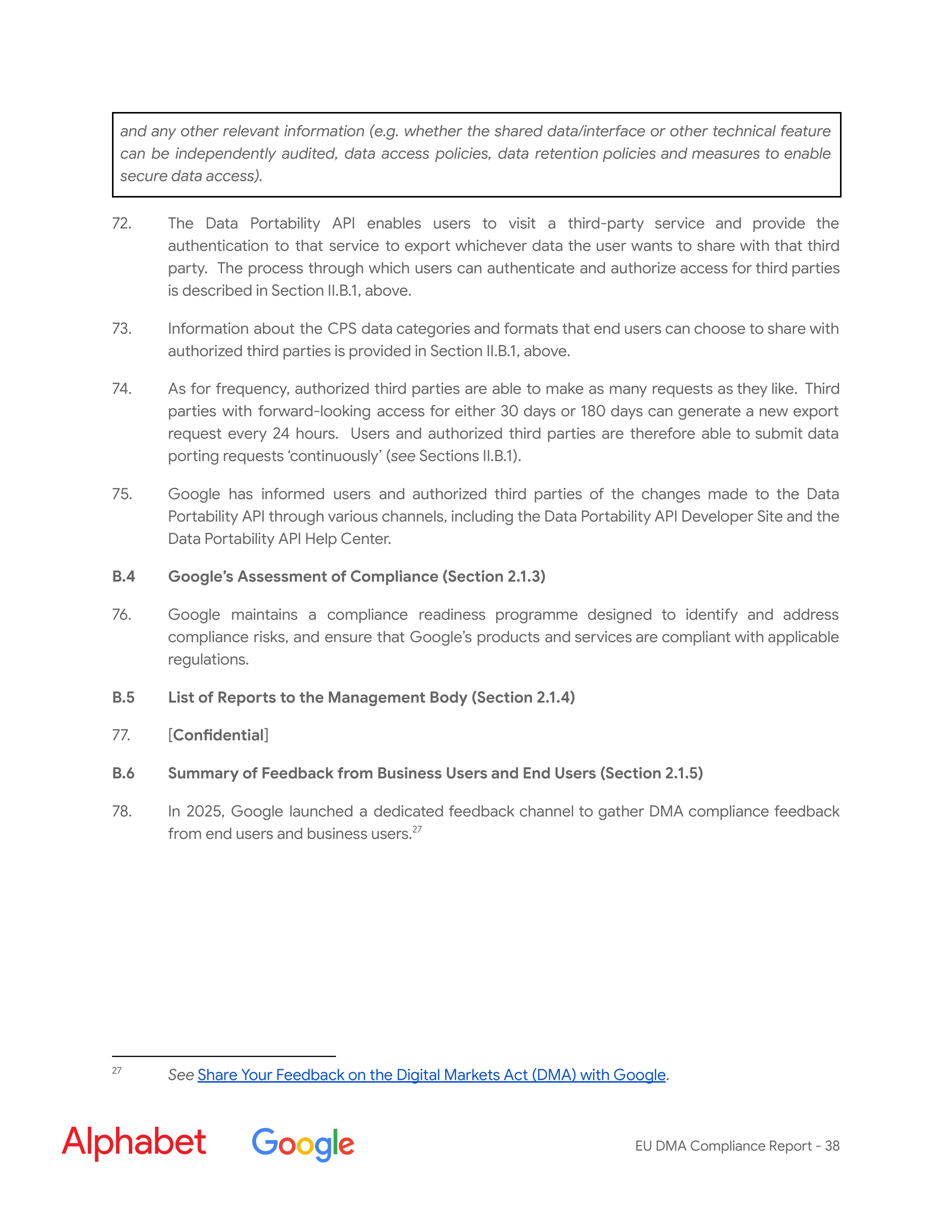 Alphabet DMA Compliance Report — page 39