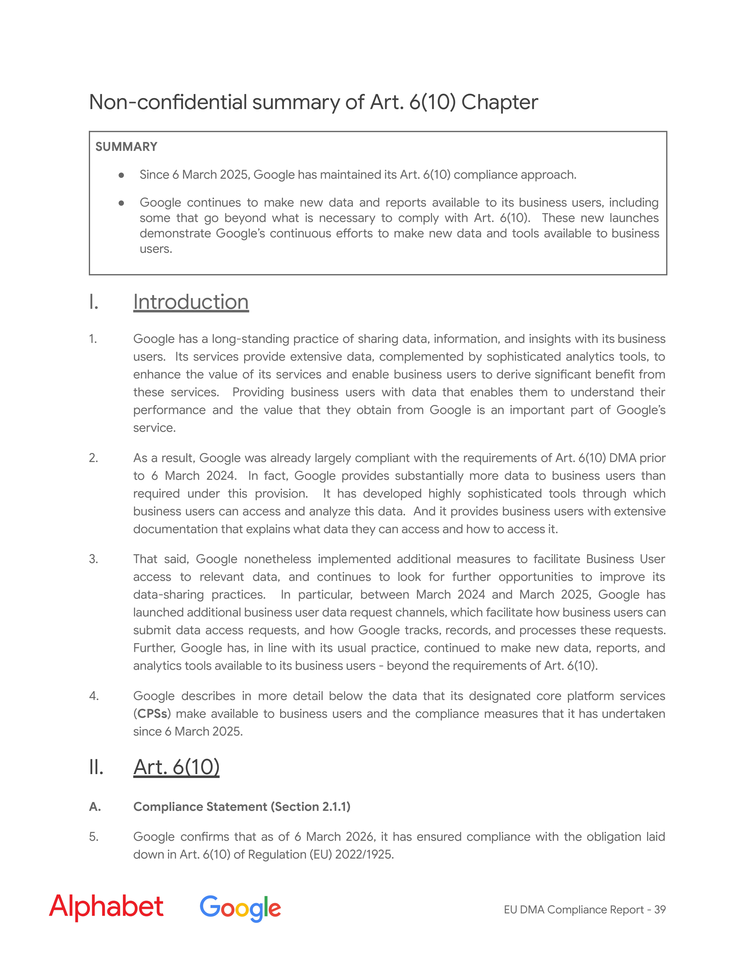 Alphabet DMA Compliance Report — page 40