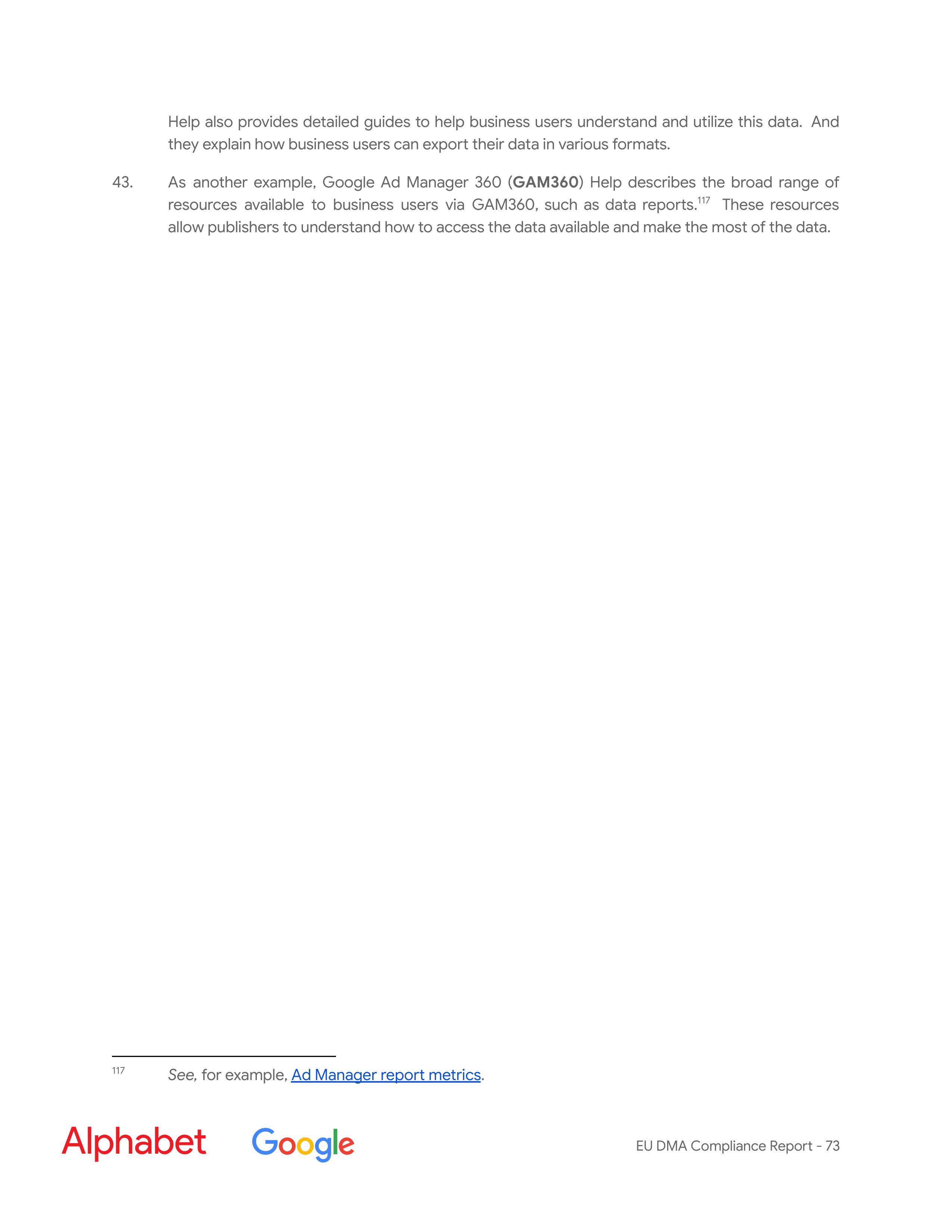 Alphabet DMA Compliance Report — page 74