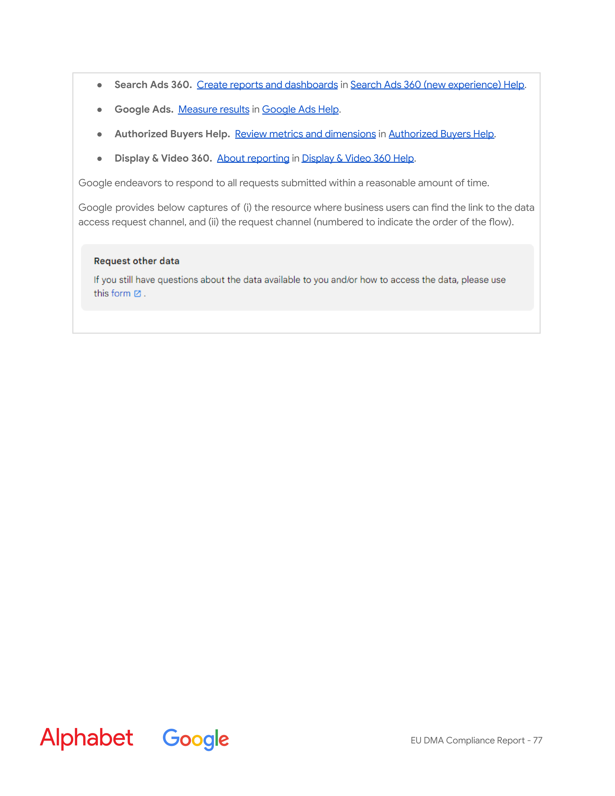 Alphabet DMA Compliance Report — page 78