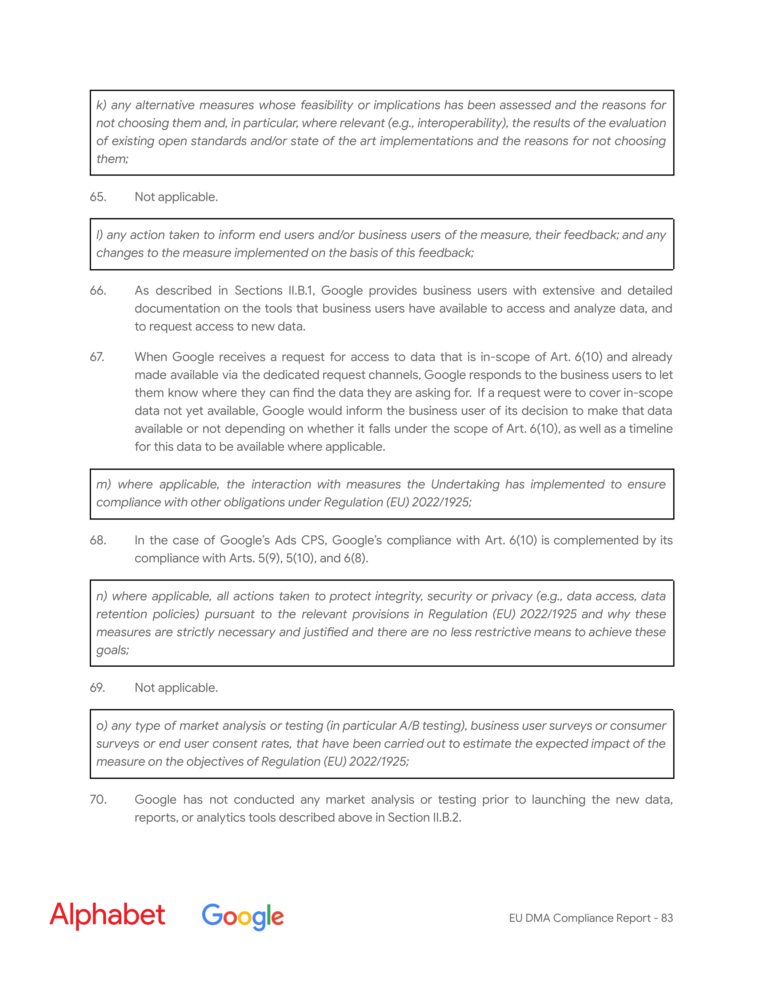 Alphabet DMA Compliance Report — page 84
