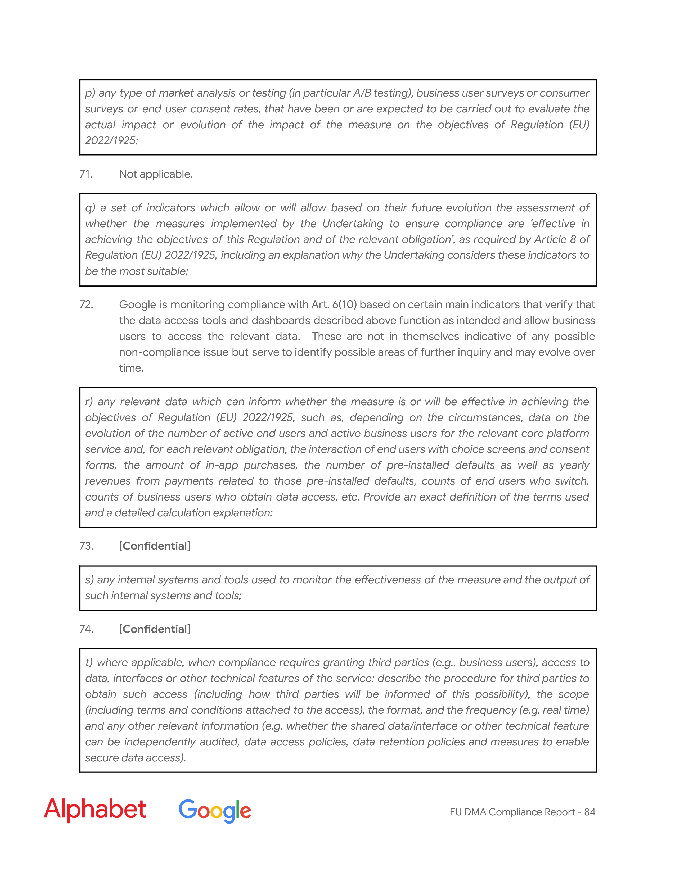 Alphabet DMA Compliance Report — page 85