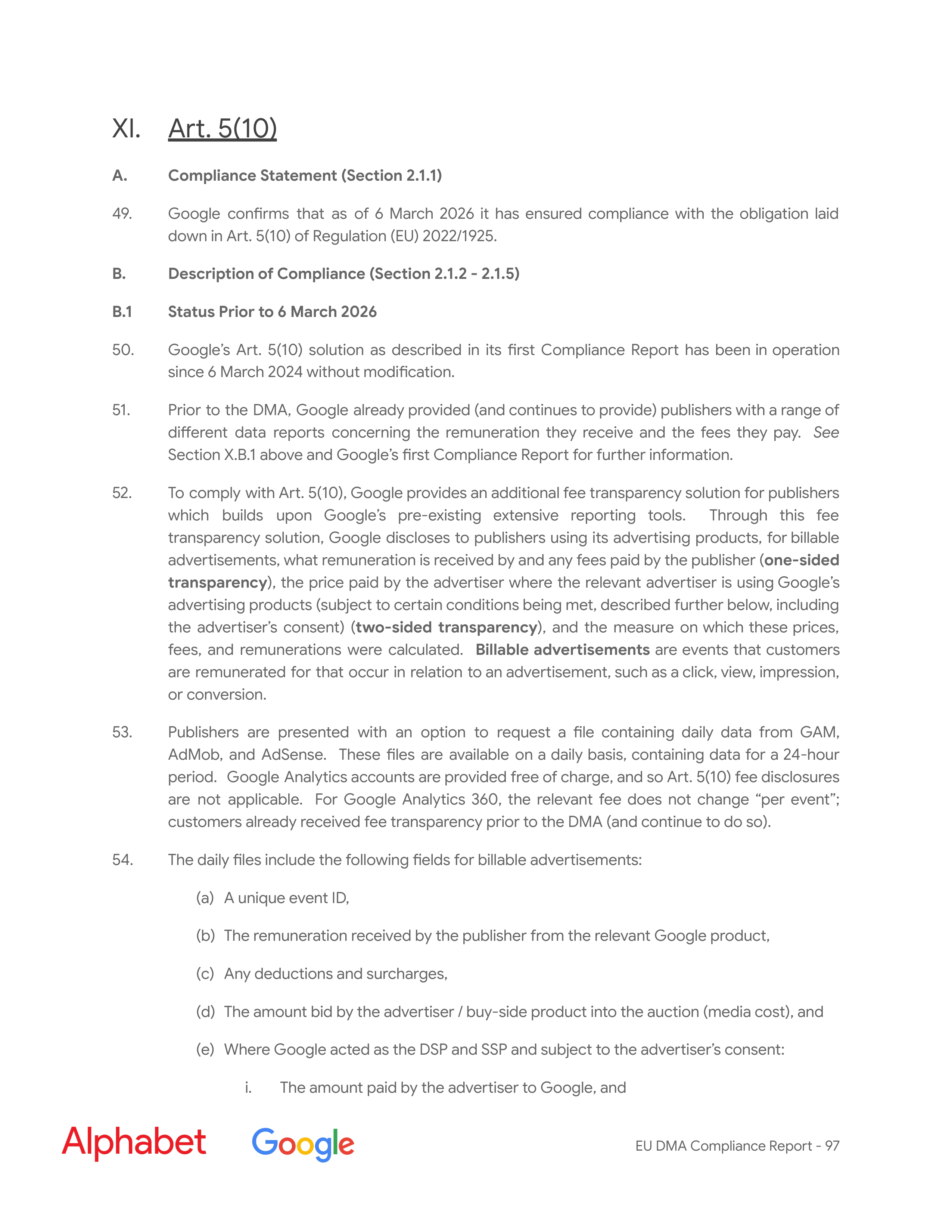 Alphabet DMA Compliance Report — page 98