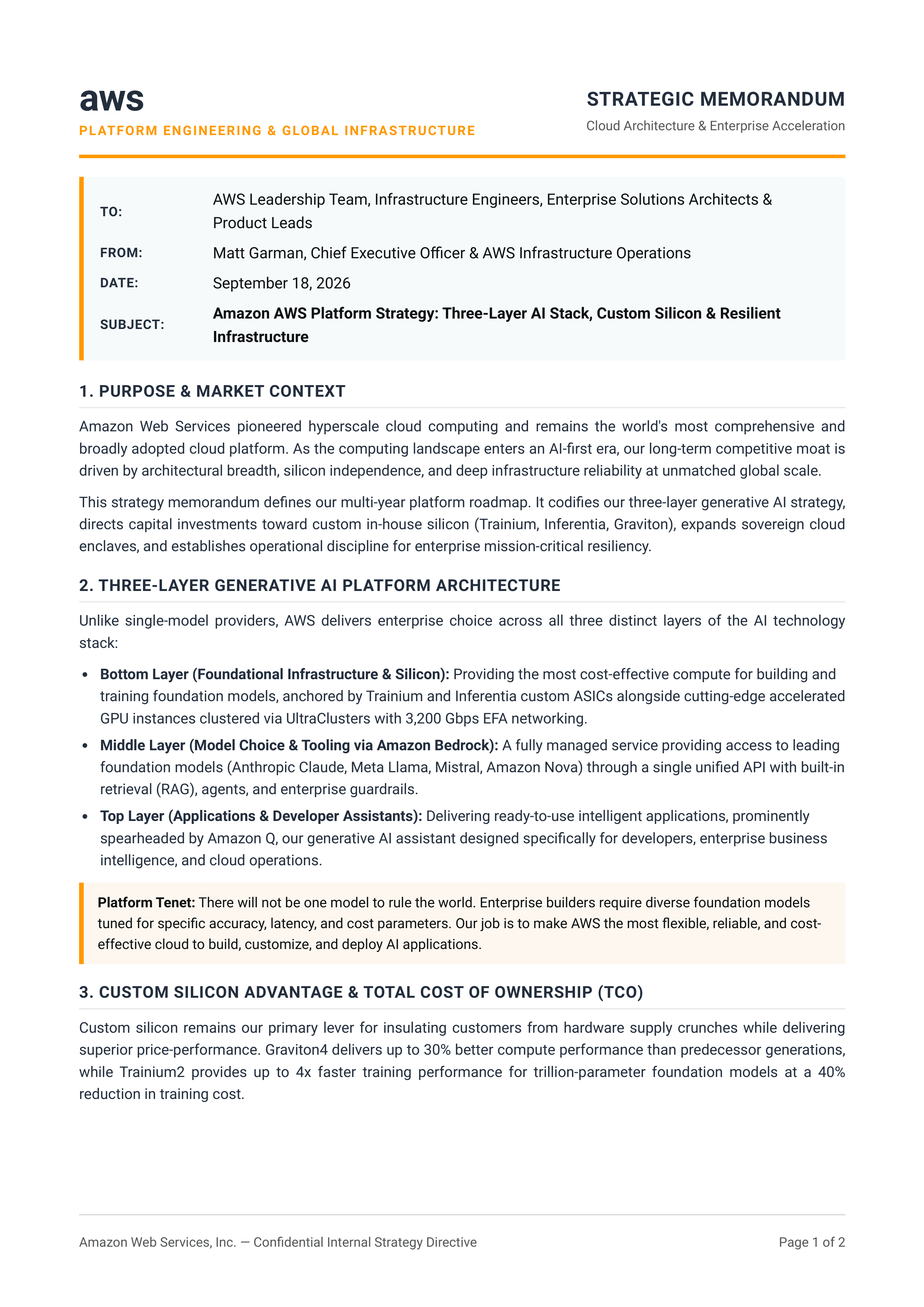 Amazon AWS Platform Strategy Memo — page 1