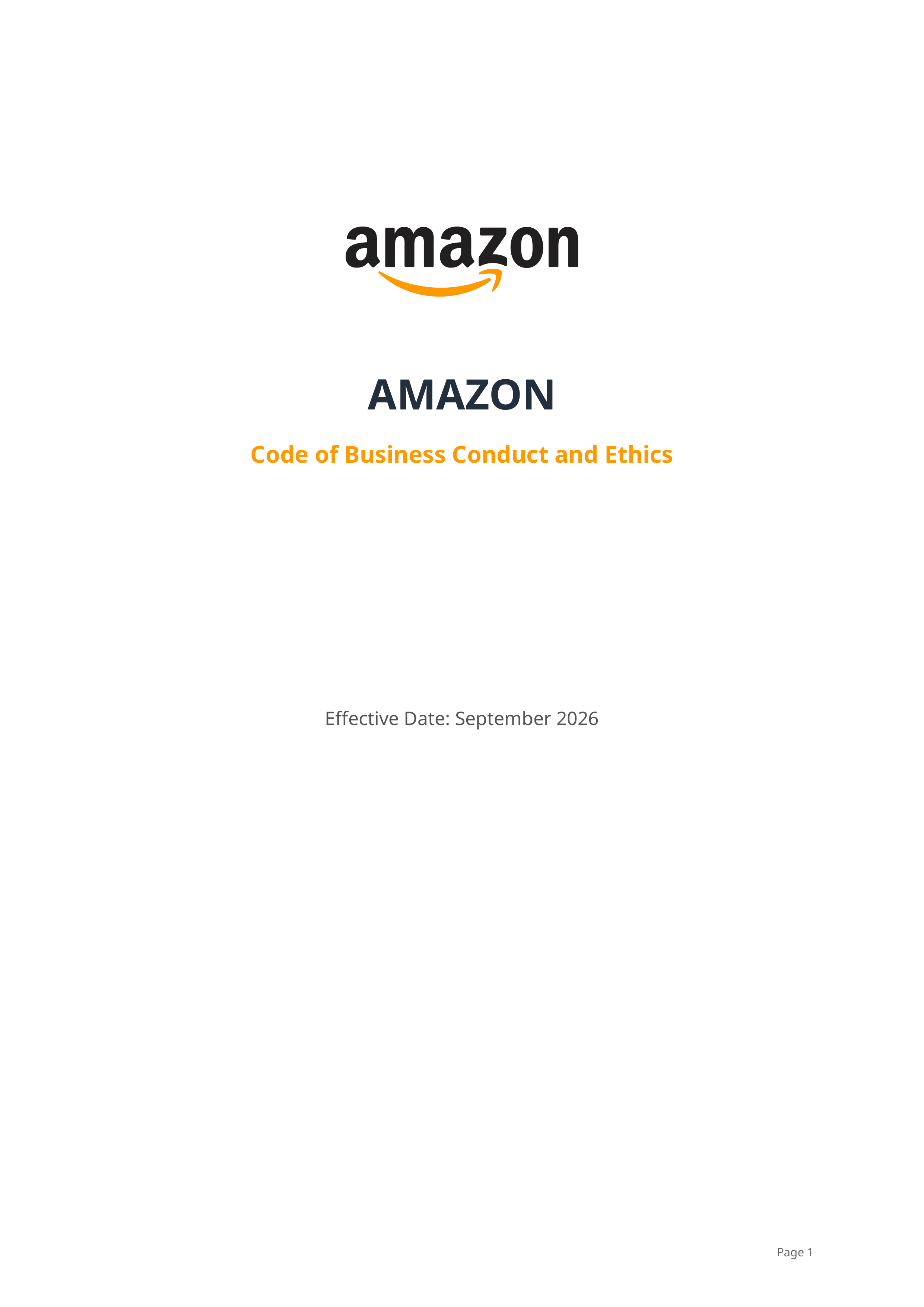 Amazon Code of Business Conduct and Ethics Handbook — page 1