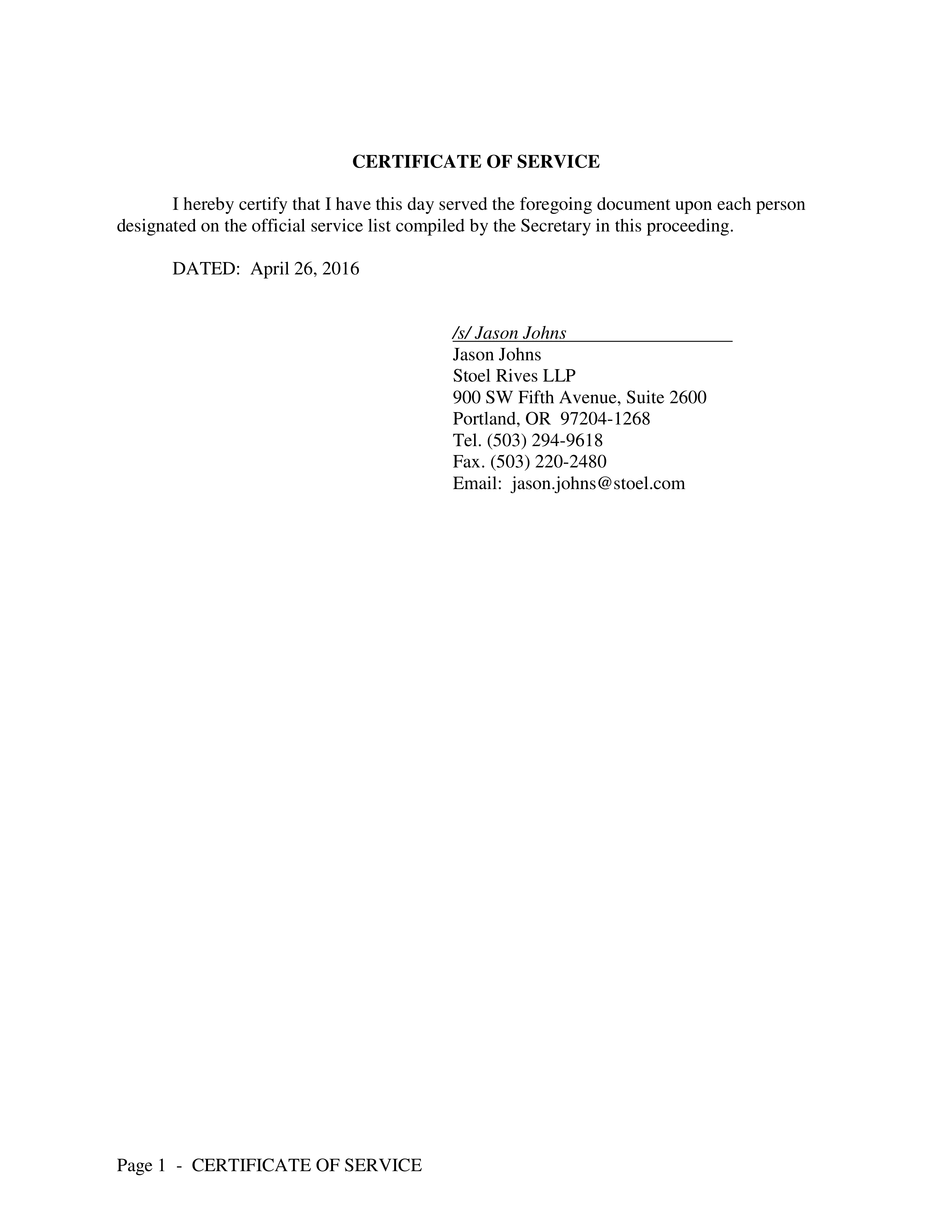 Amazon Energy LLC Notice of Change in Status — page 36