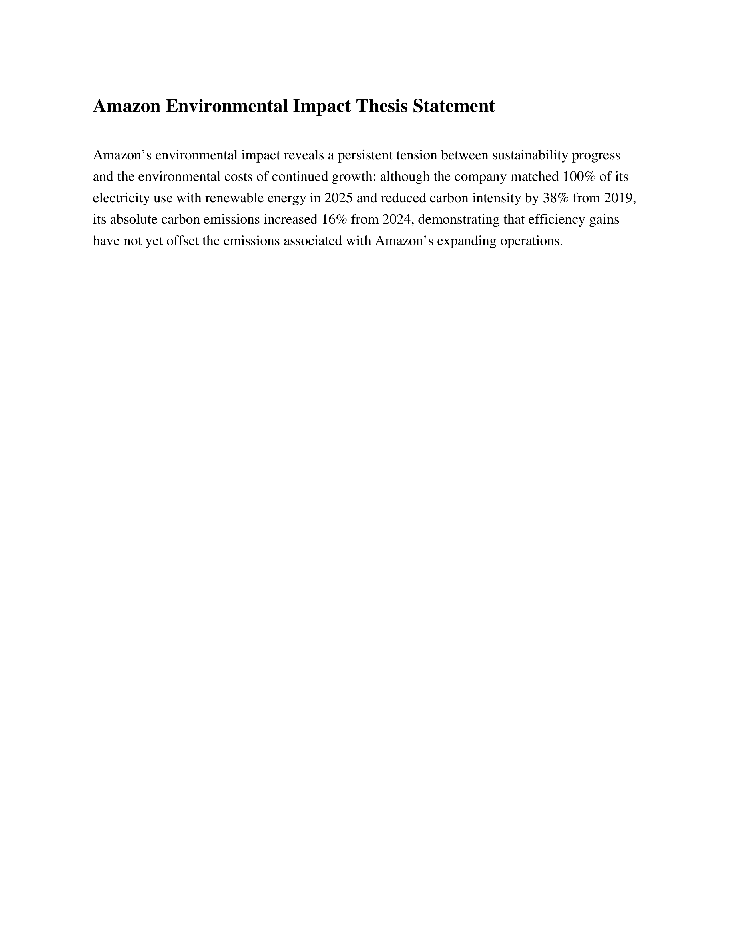 Amazon Environmental Impact Thesis Statement — page 1