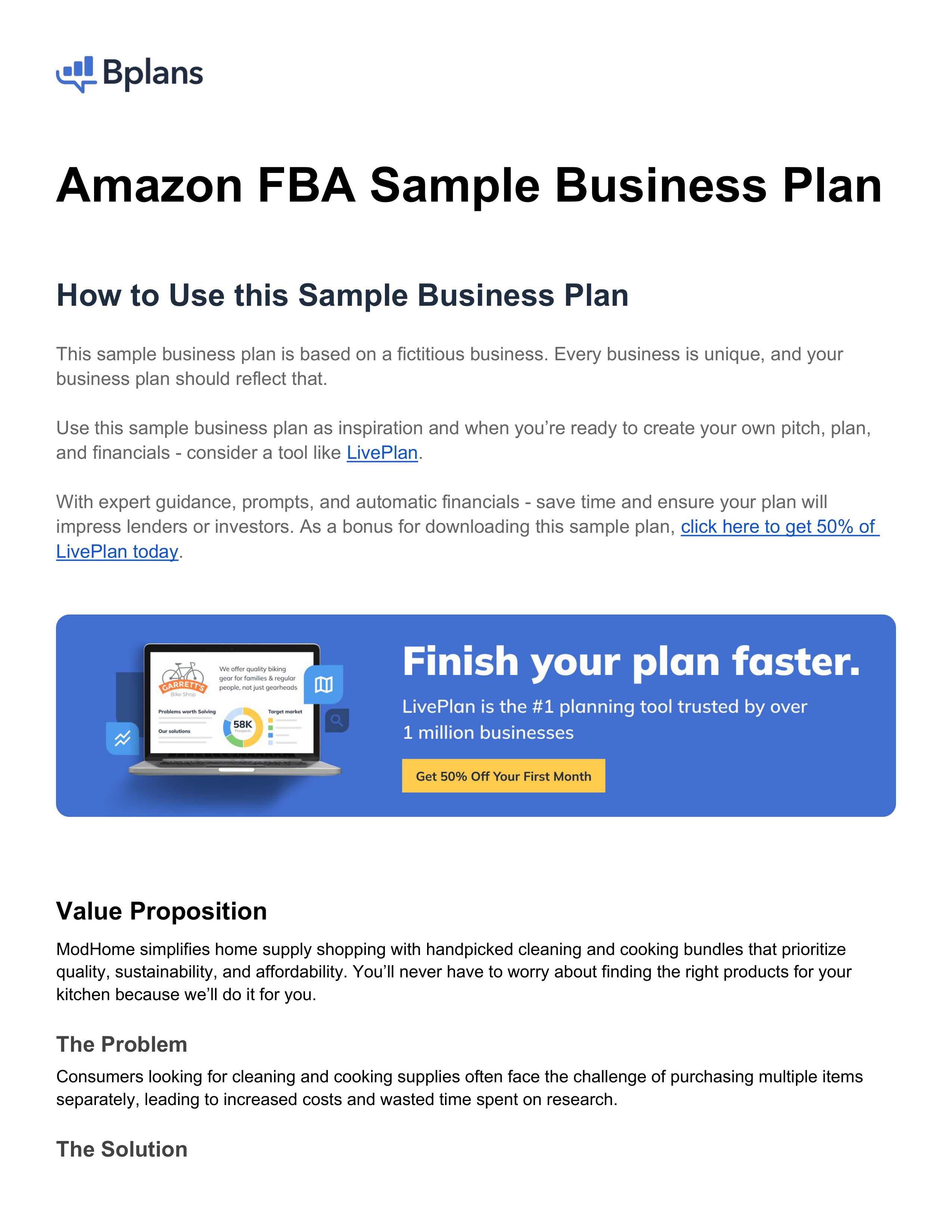 Amazon Business Plan  — page 1