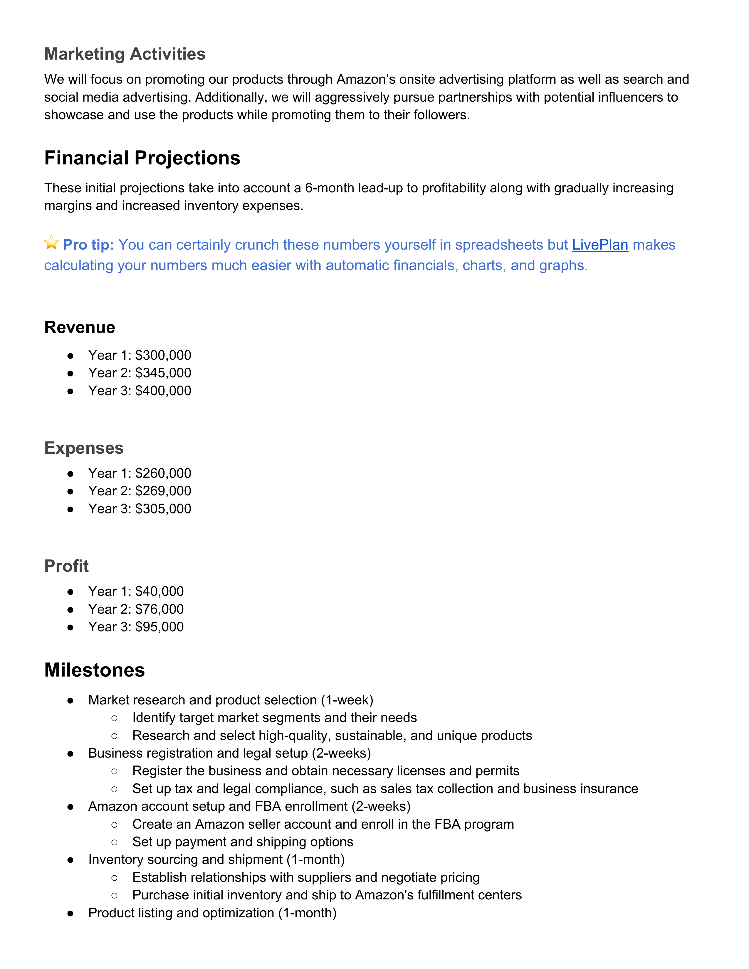 Amazon Business Plan  — page 3