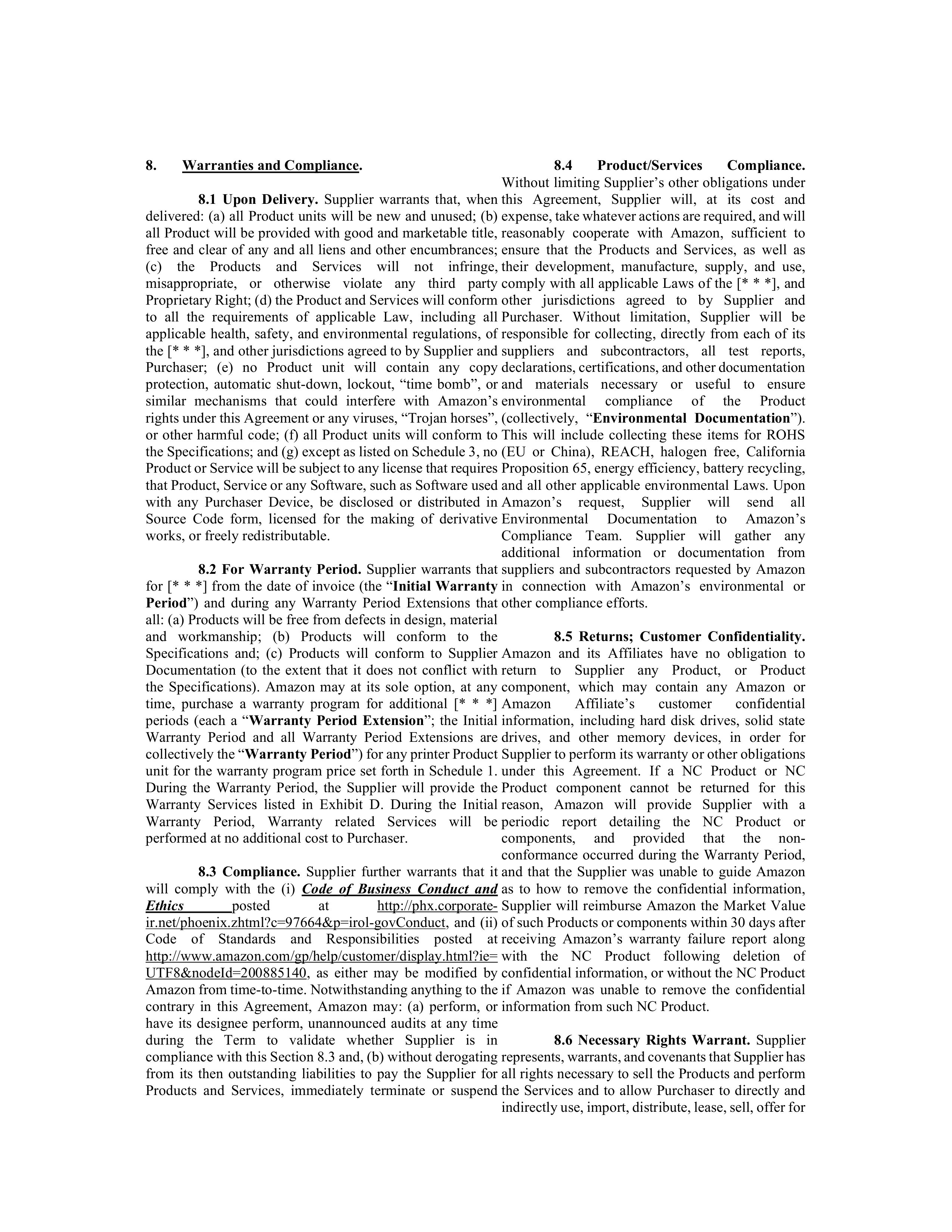 AMAZON MASTER PURCHASE AGREEMENT — page 10