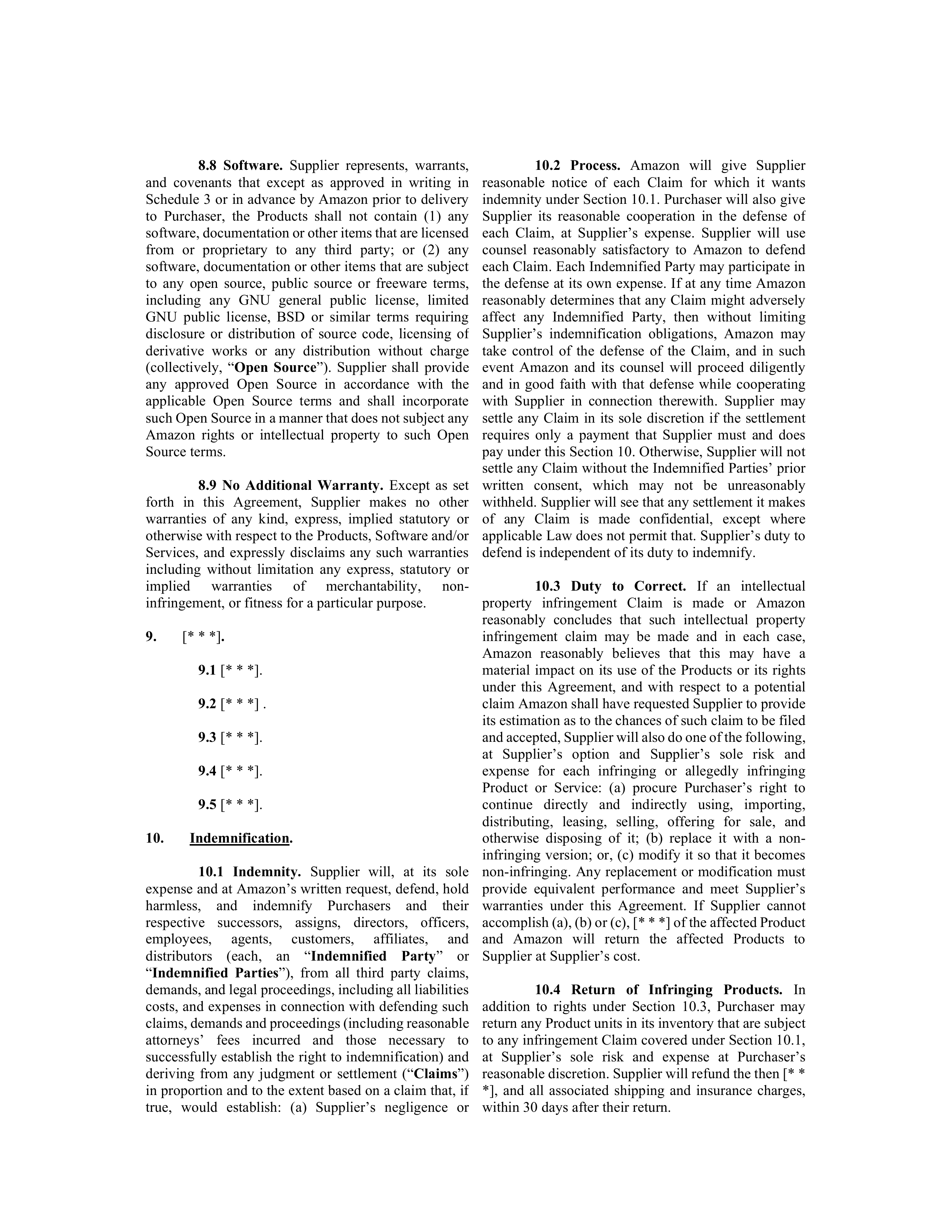 AMAZON MASTER PURCHASE AGREEMENT — page 12
