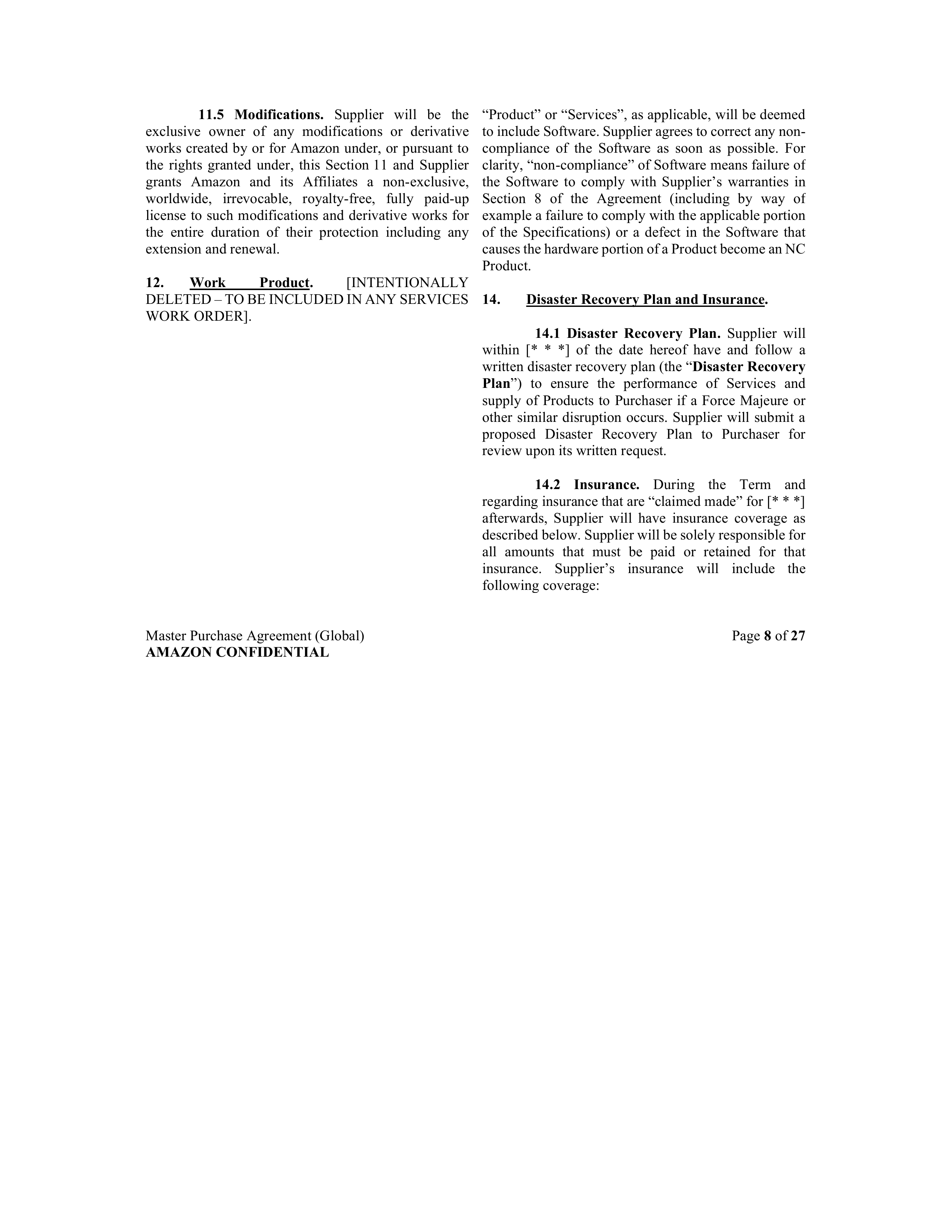 AMAZON MASTER PURCHASE AGREEMENT — page 15