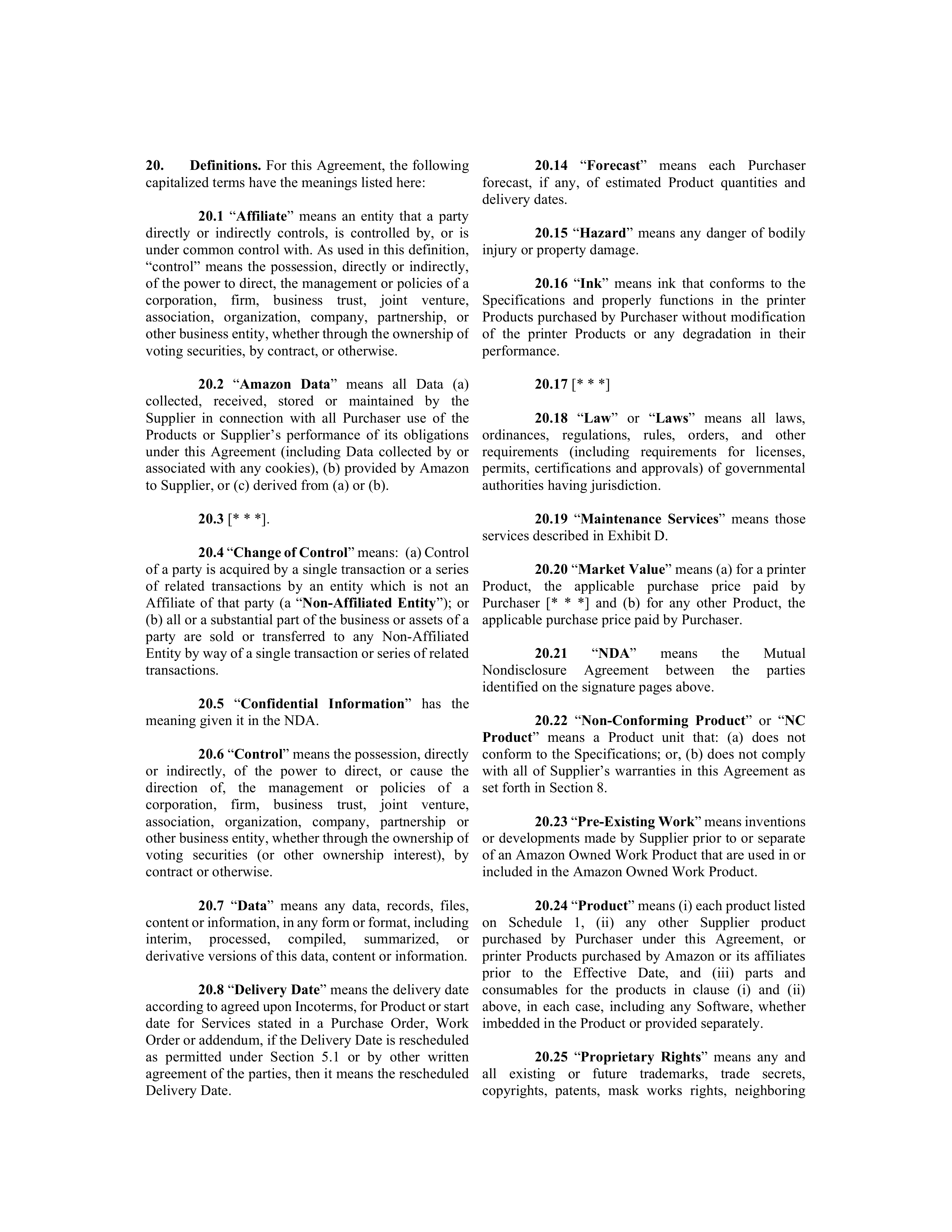 AMAZON MASTER PURCHASE AGREEMENT — page 24