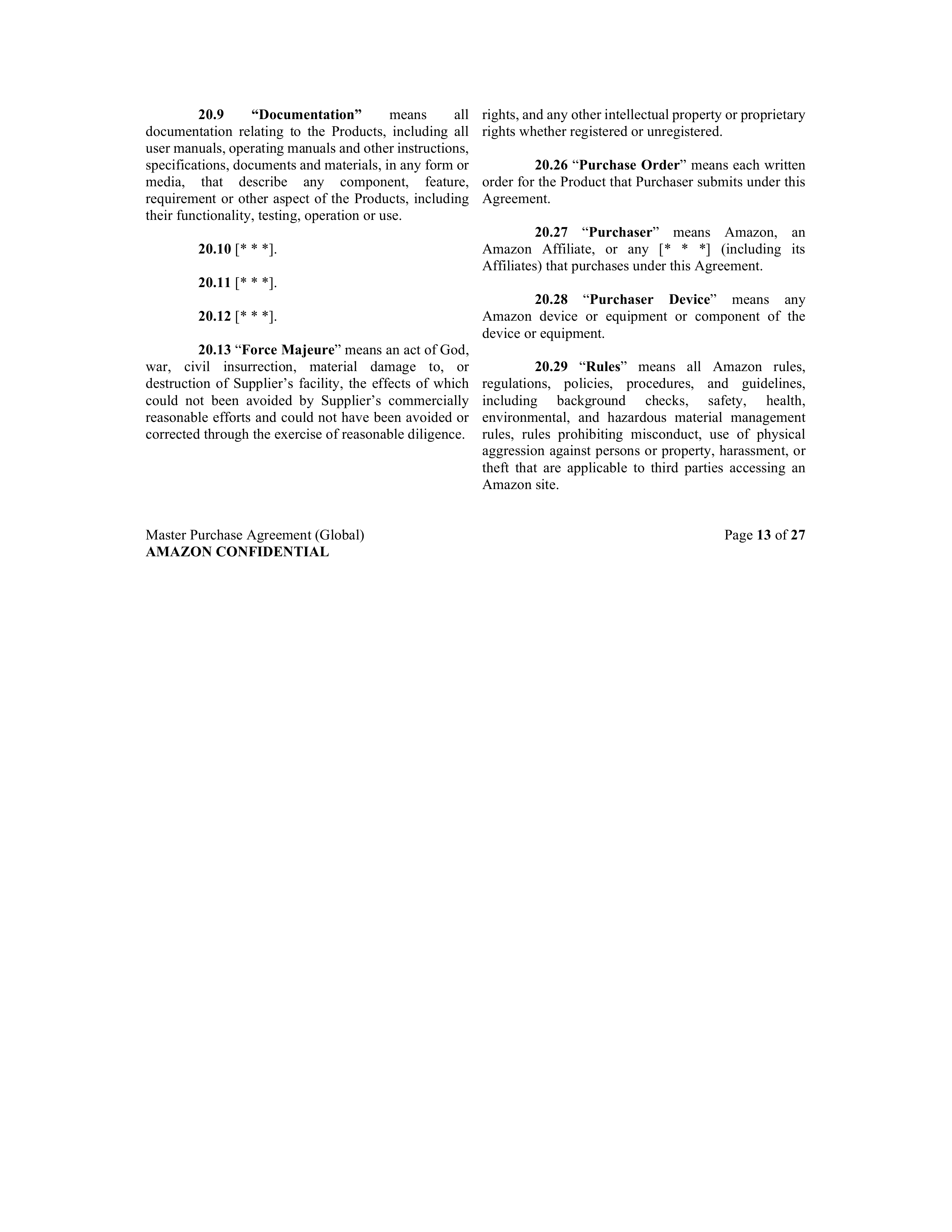 AMAZON MASTER PURCHASE AGREEMENT — page 25