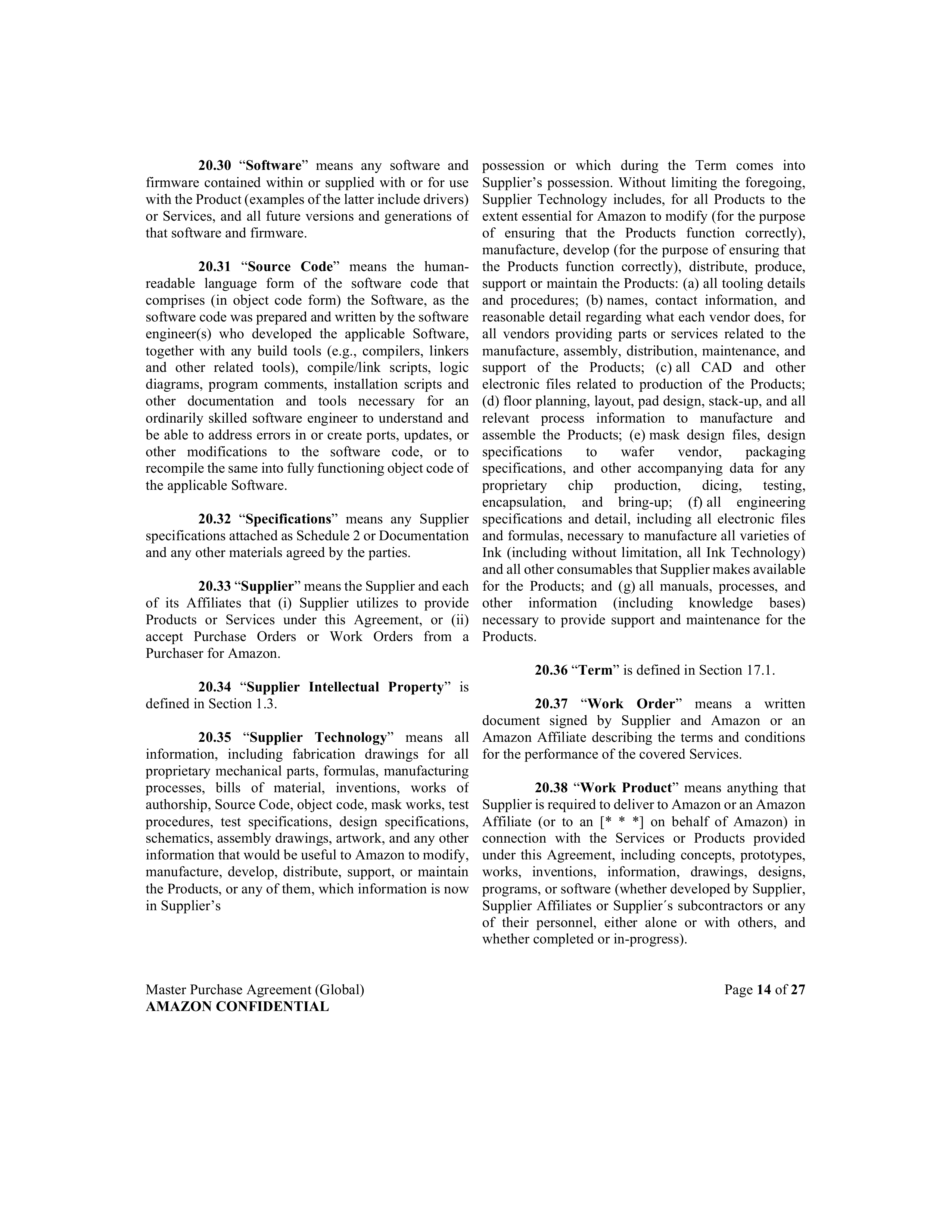 AMAZON MASTER PURCHASE AGREEMENT — page 26