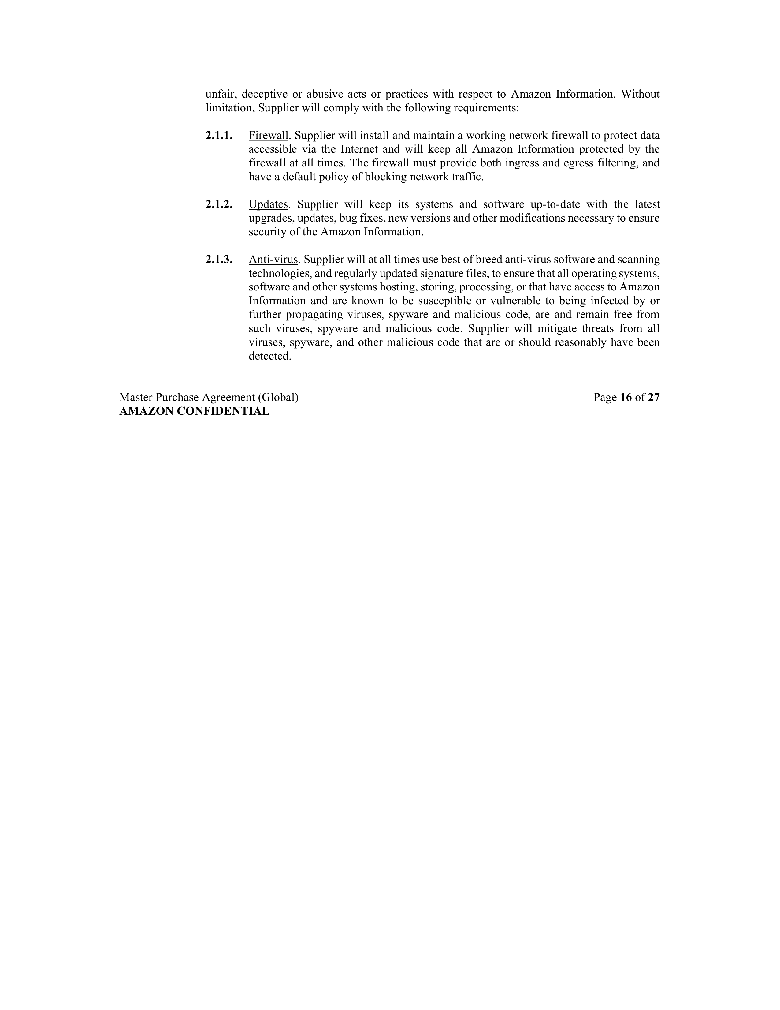 AMAZON MASTER PURCHASE AGREEMENT — page 29