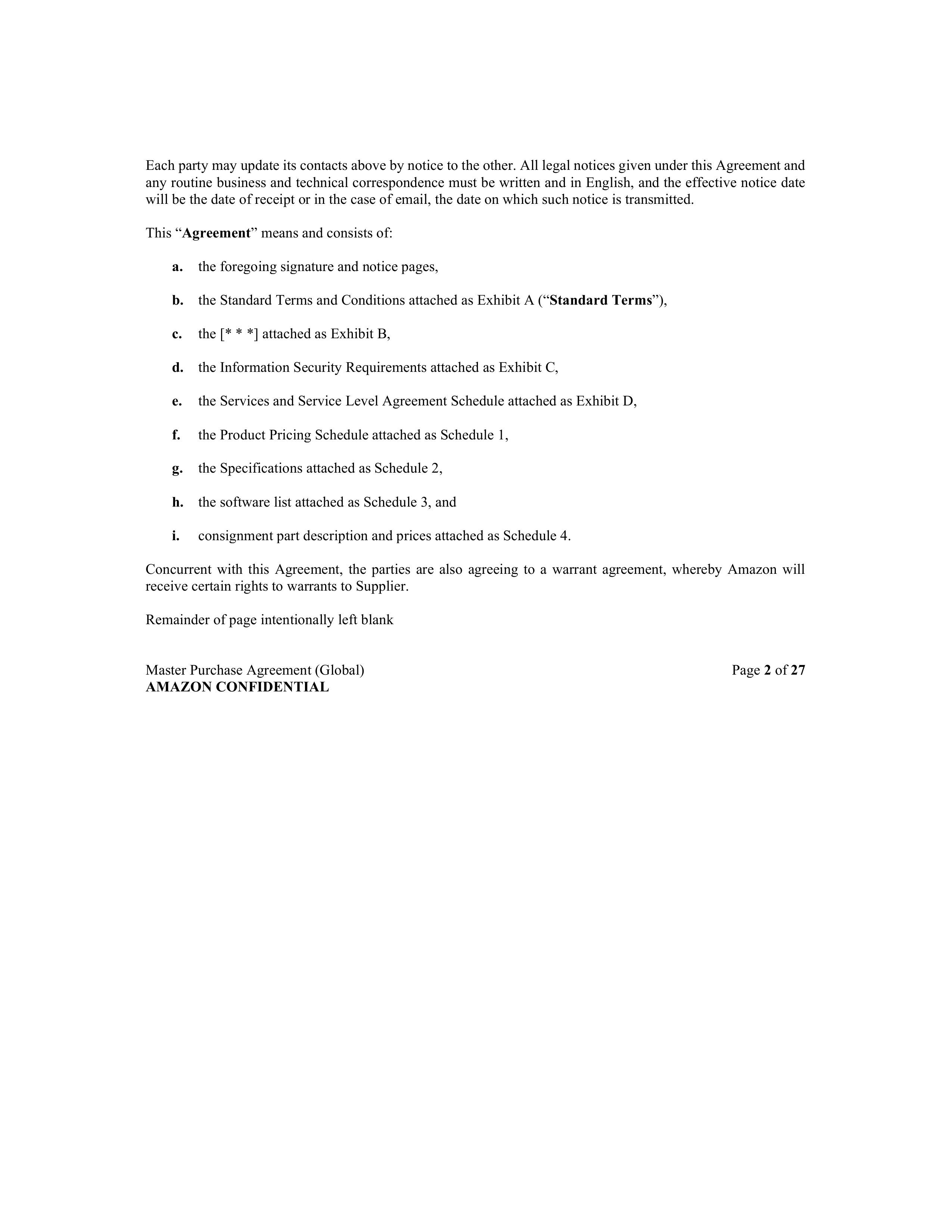 AMAZON MASTER PURCHASE AGREEMENT — page 3