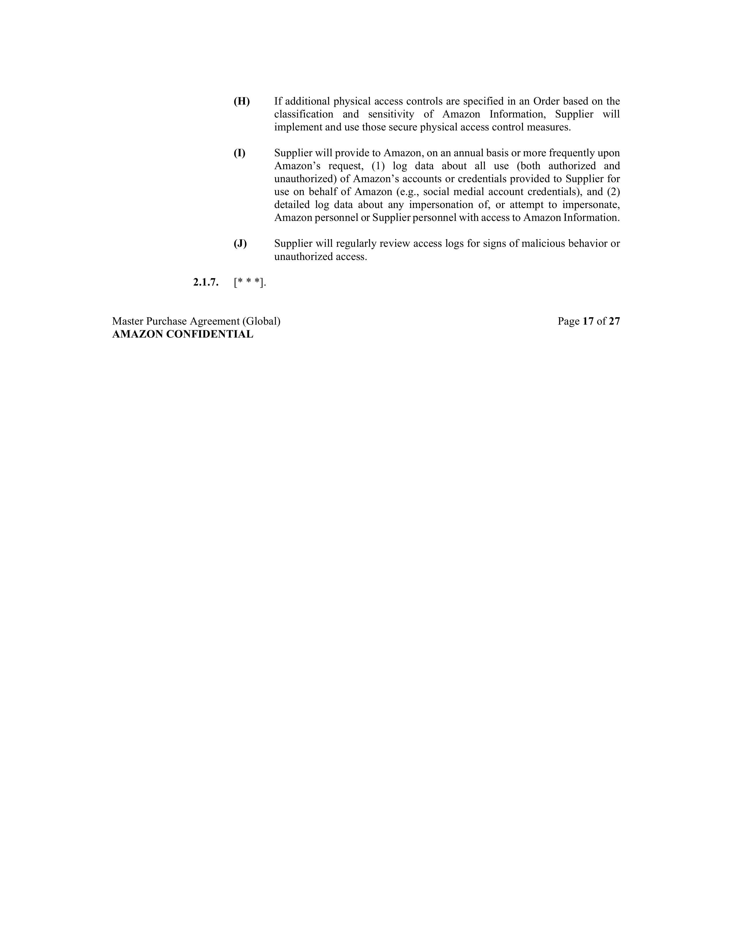 AMAZON MASTER PURCHASE AGREEMENT — page 31