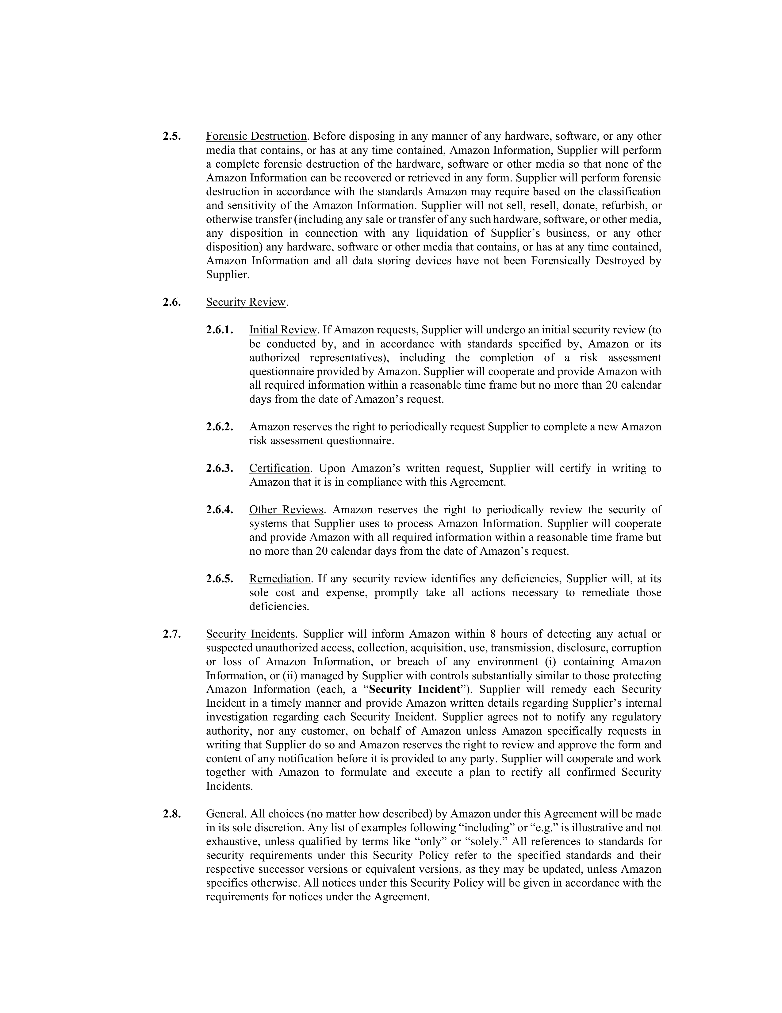 AMAZON MASTER PURCHASE AGREEMENT — page 36