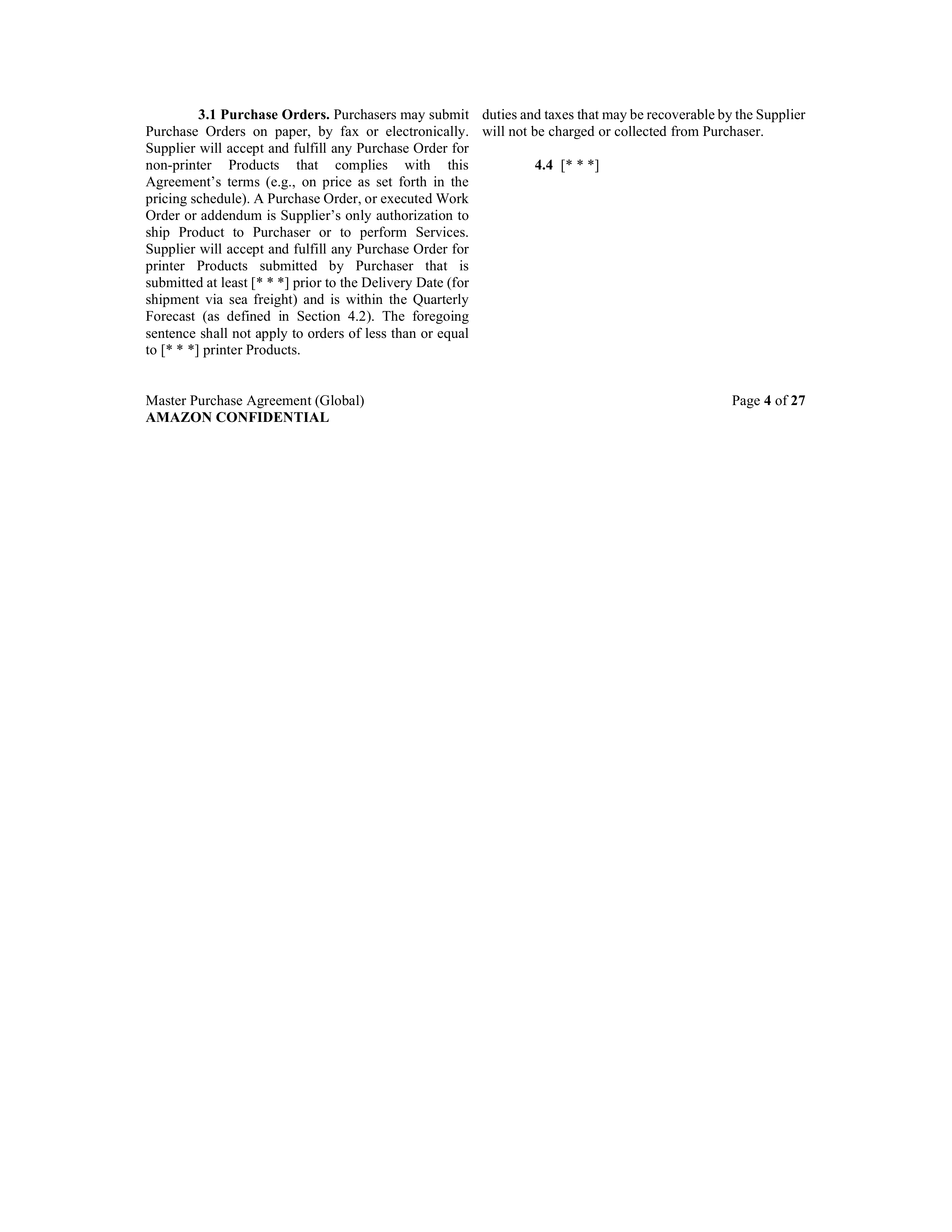 AMAZON MASTER PURCHASE AGREEMENT — page 7