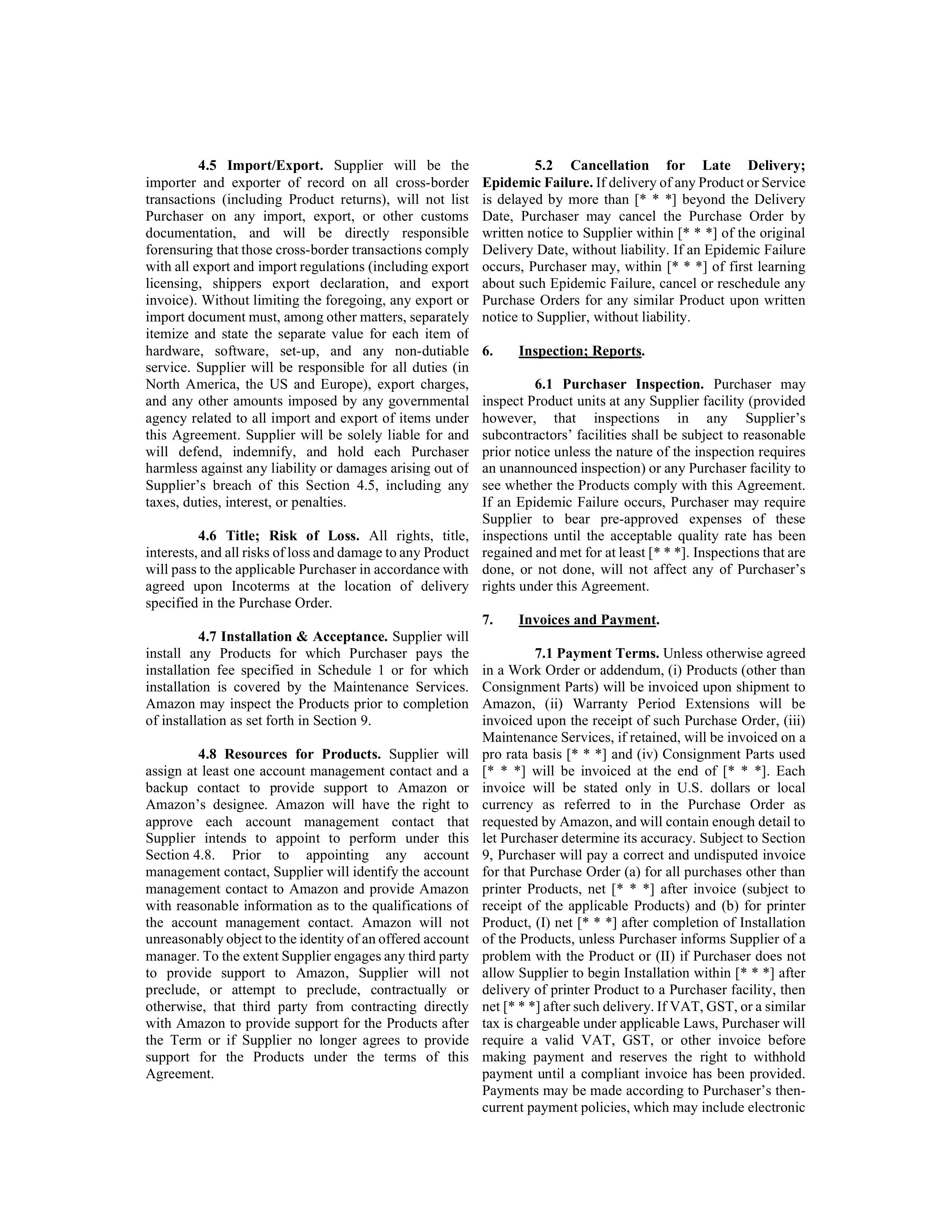 AMAZON MASTER PURCHASE AGREEMENT — page 8