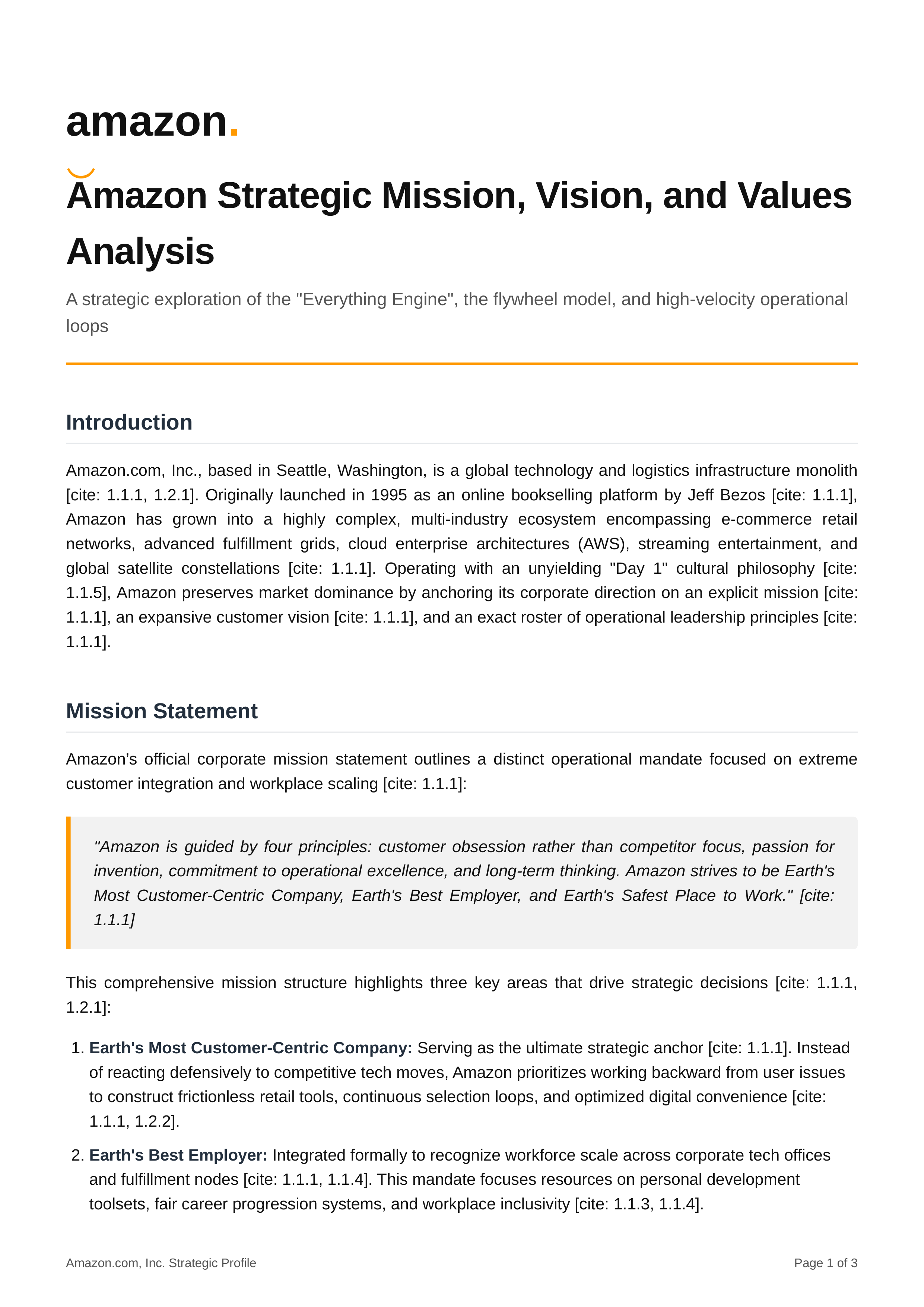 Amazon Mission Statement — page 1