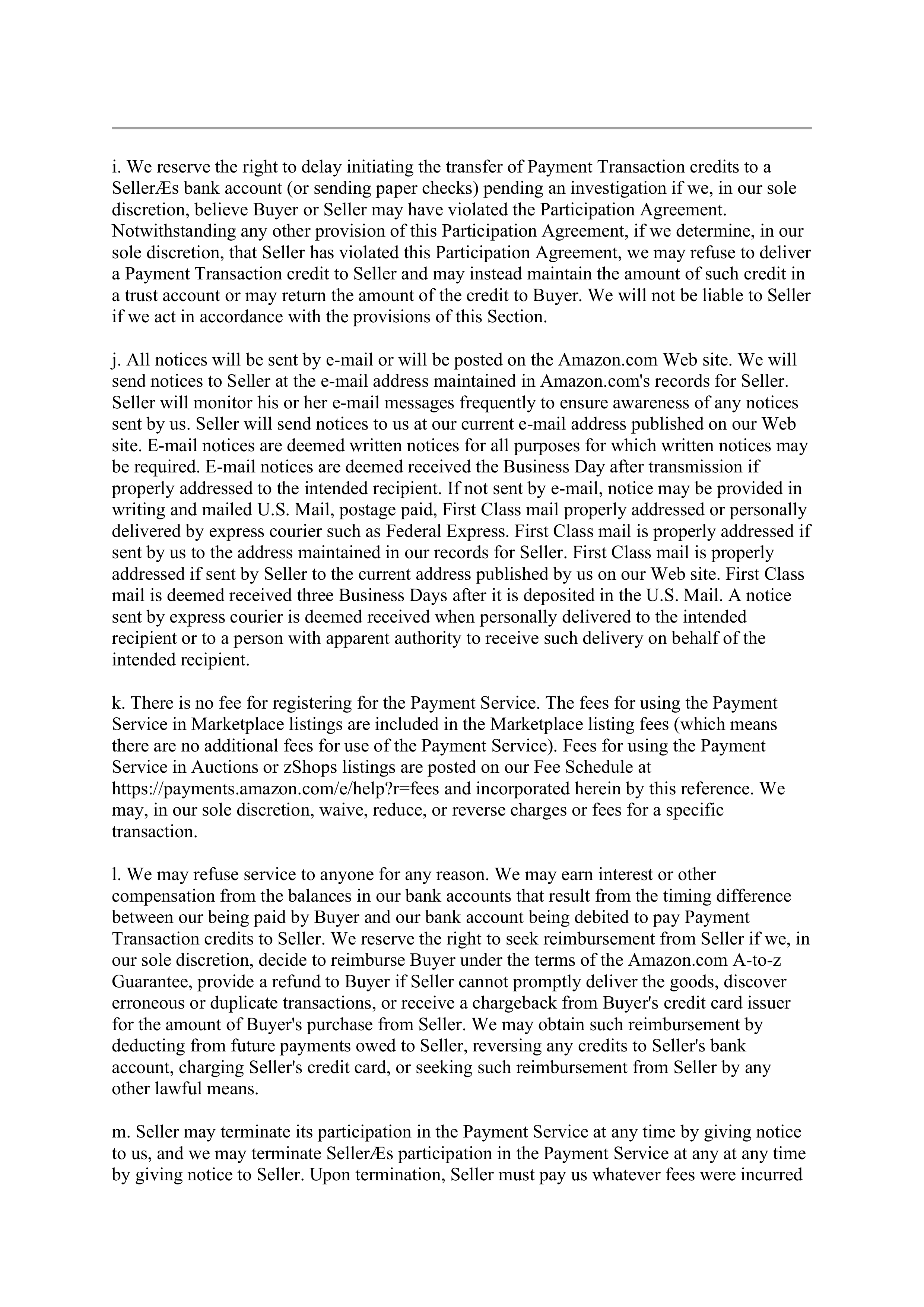 Amazon Participation Agreement — page 4