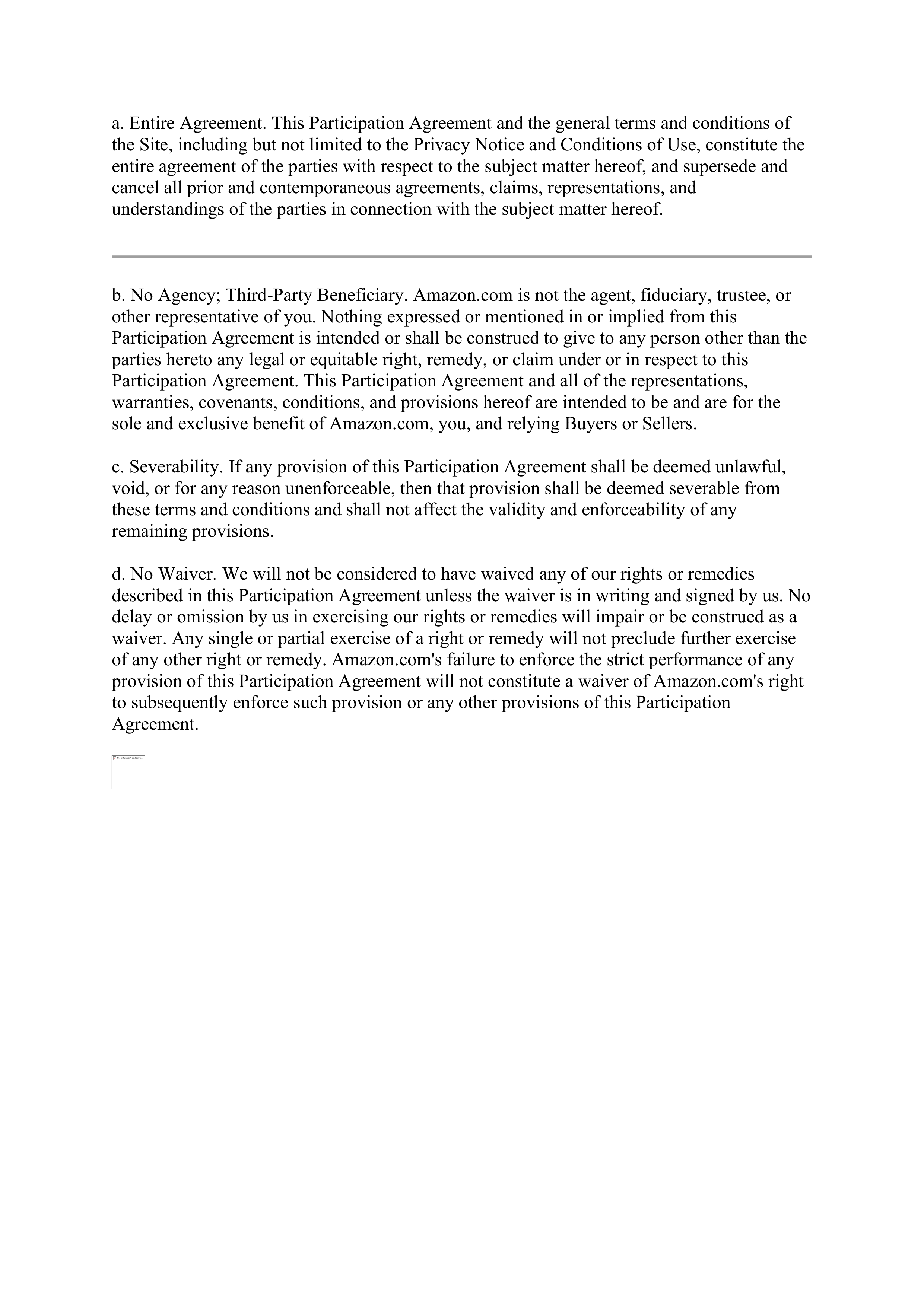 Amazon Participation Agreement — page 9