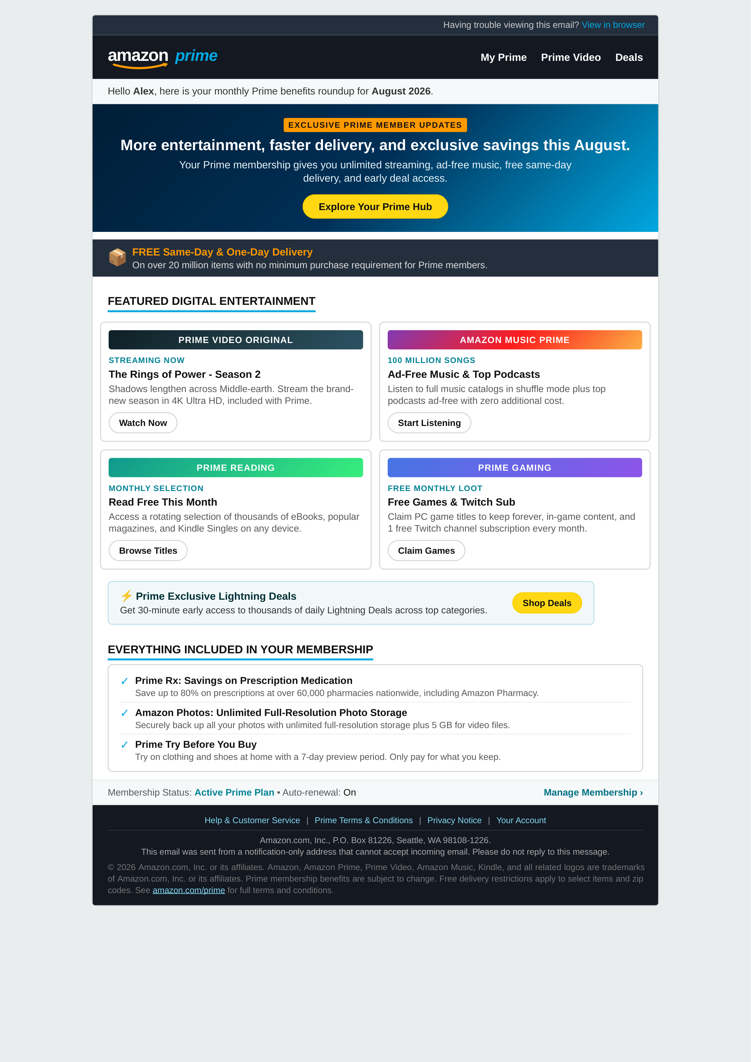 Amazon Prime Email Newsletter — page 1