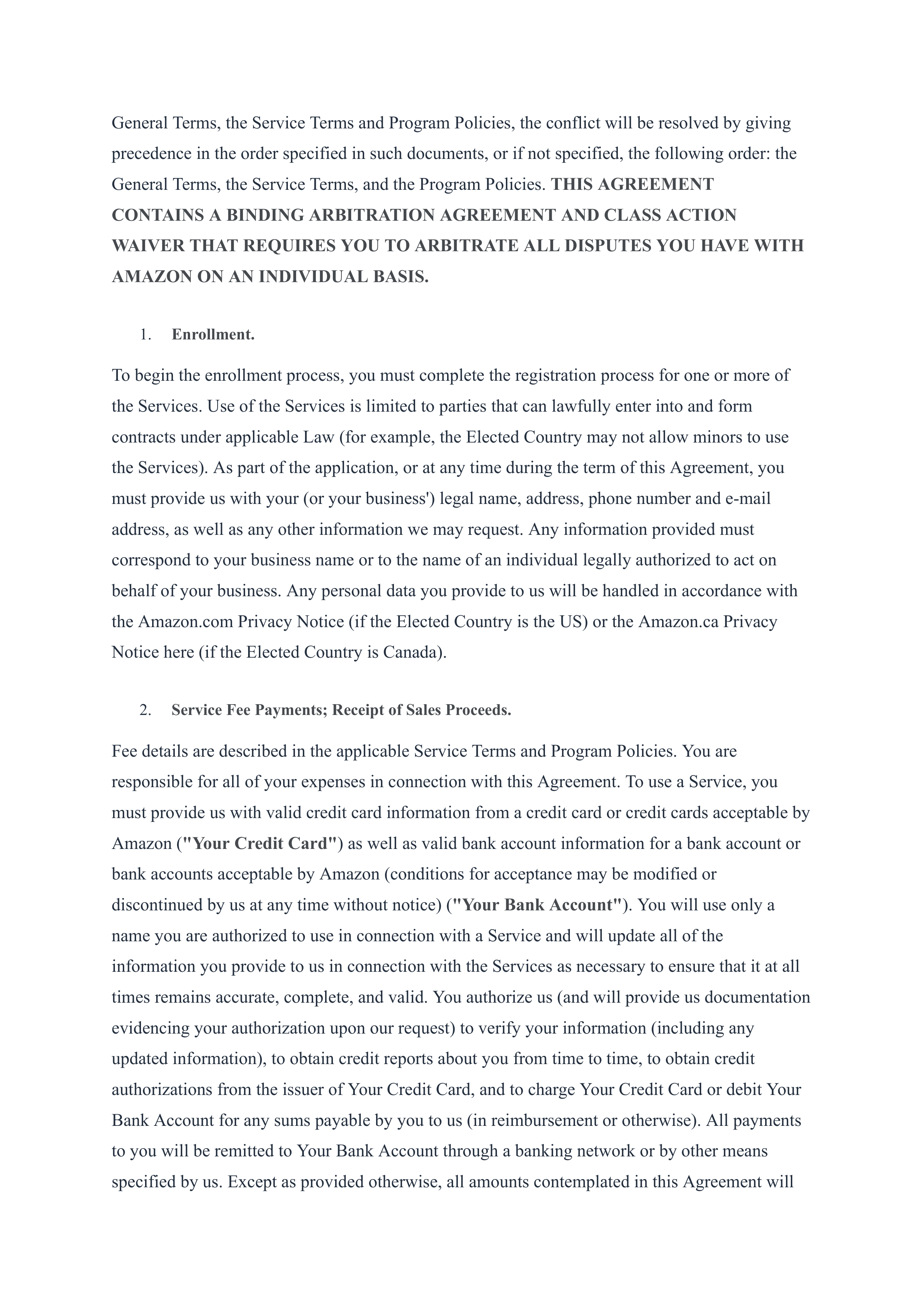 Amazon Services Business Solutions Agreement — page 2