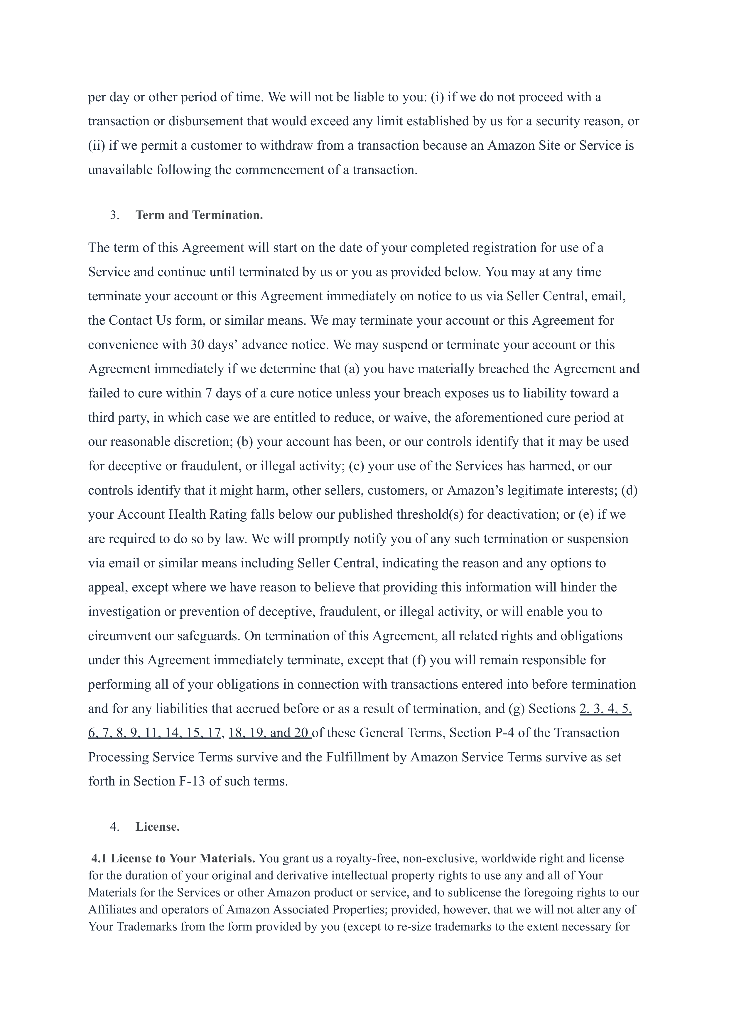 Amazon Services Business Solutions Agreement — page 4