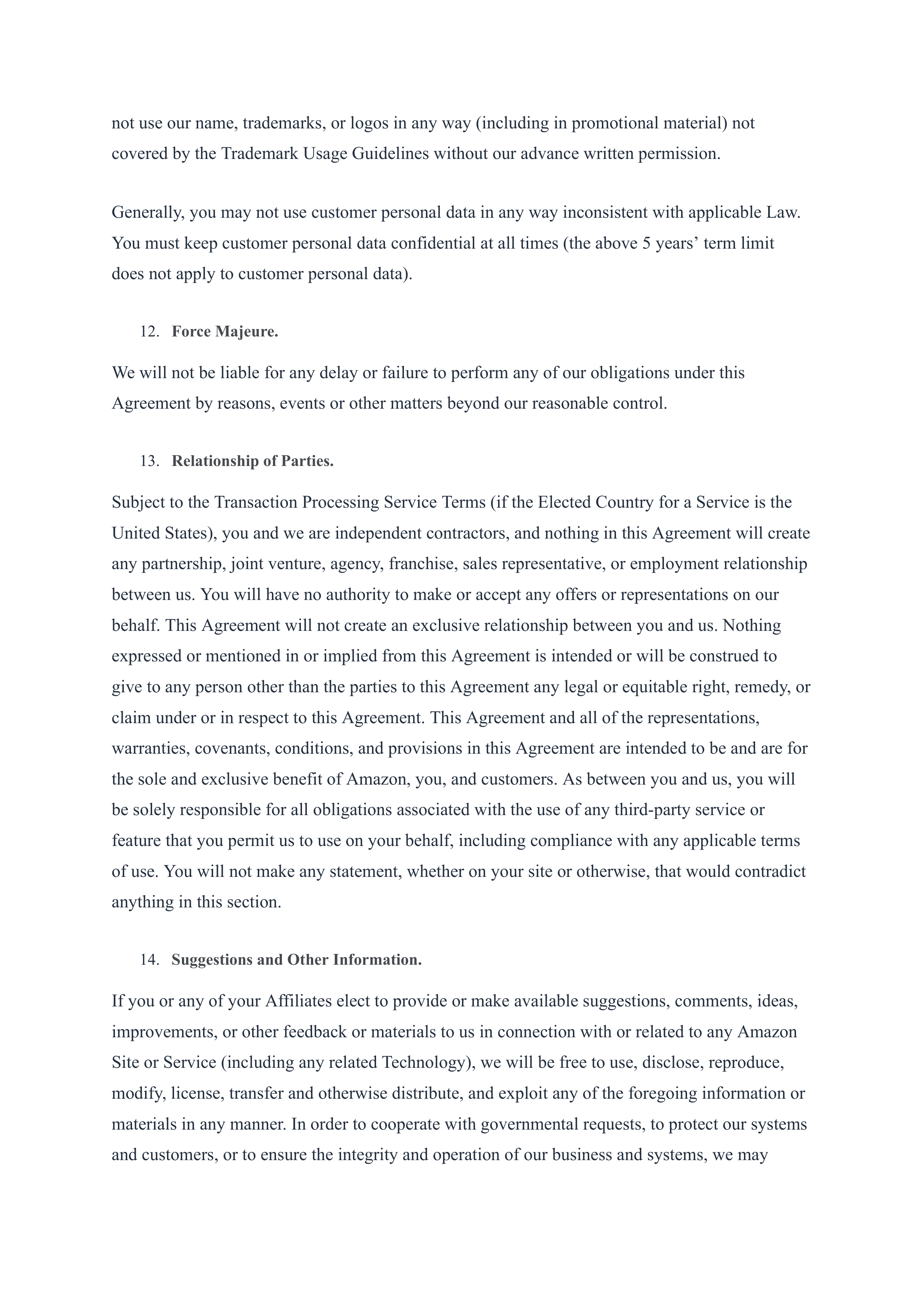 Amazon Services Business Solutions Agreement — page 9
