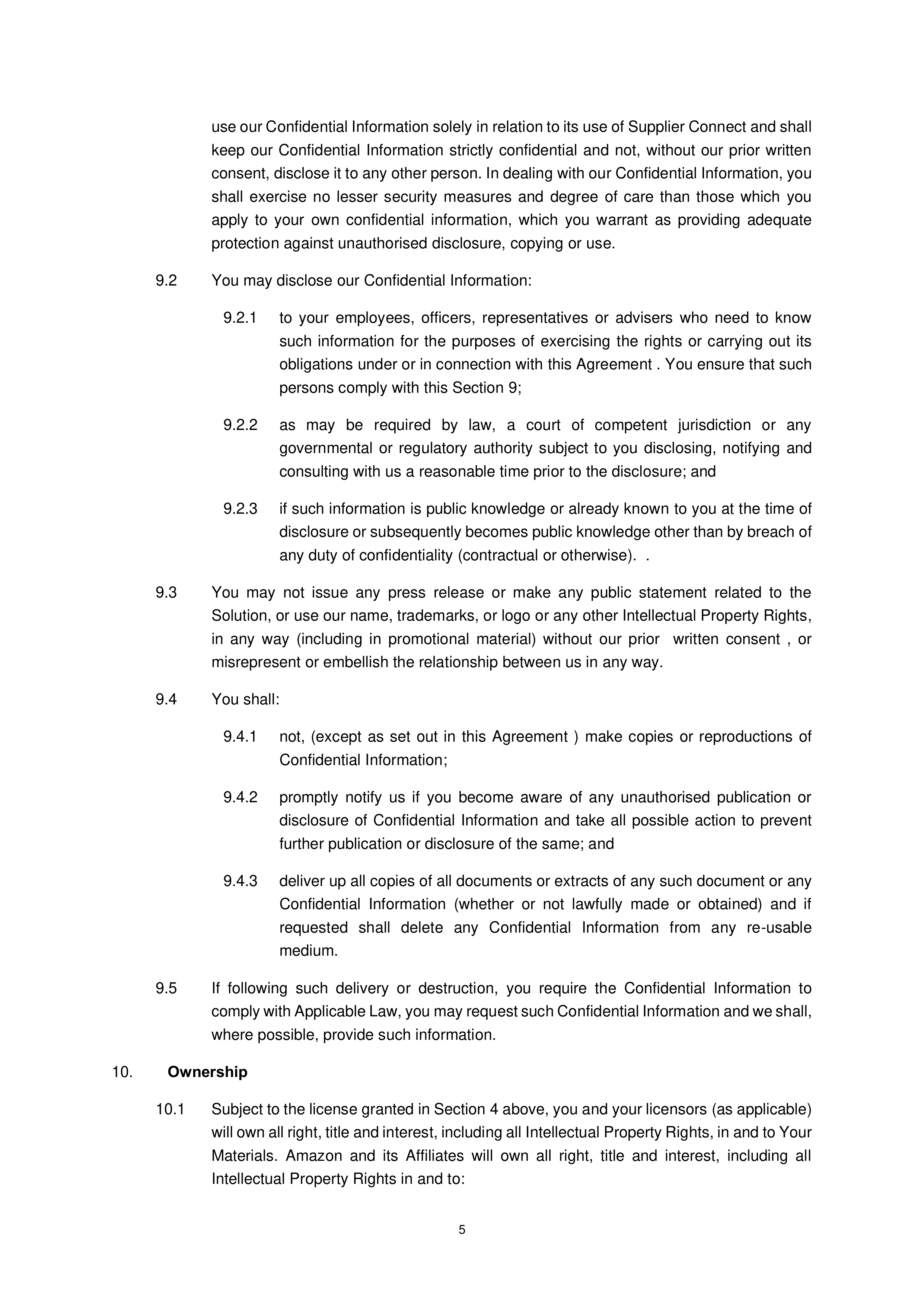 Amazon Supplier Connect Agreement — page 5