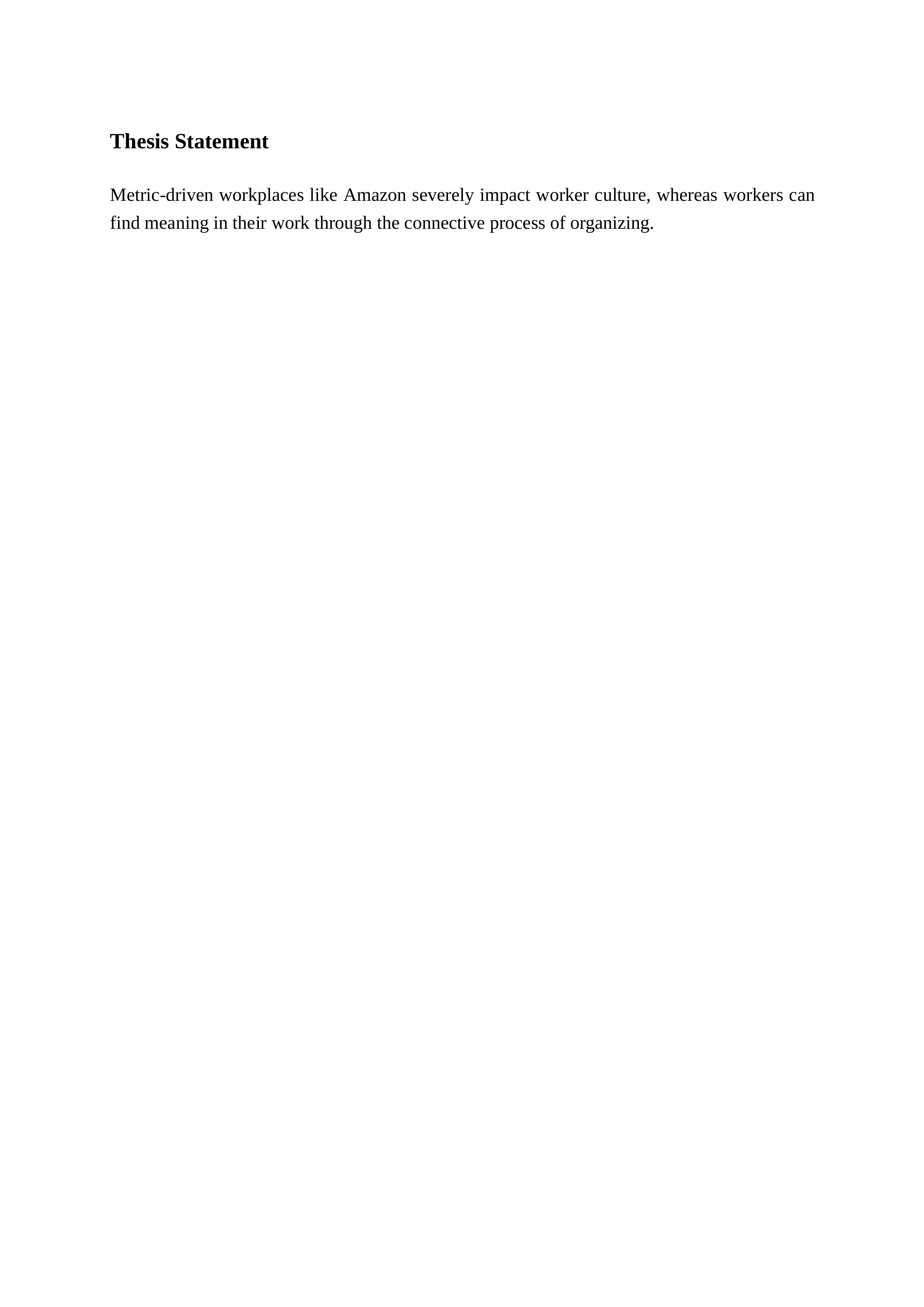 Amazon Warehouse Working Conditions Thesis Statement — page 1