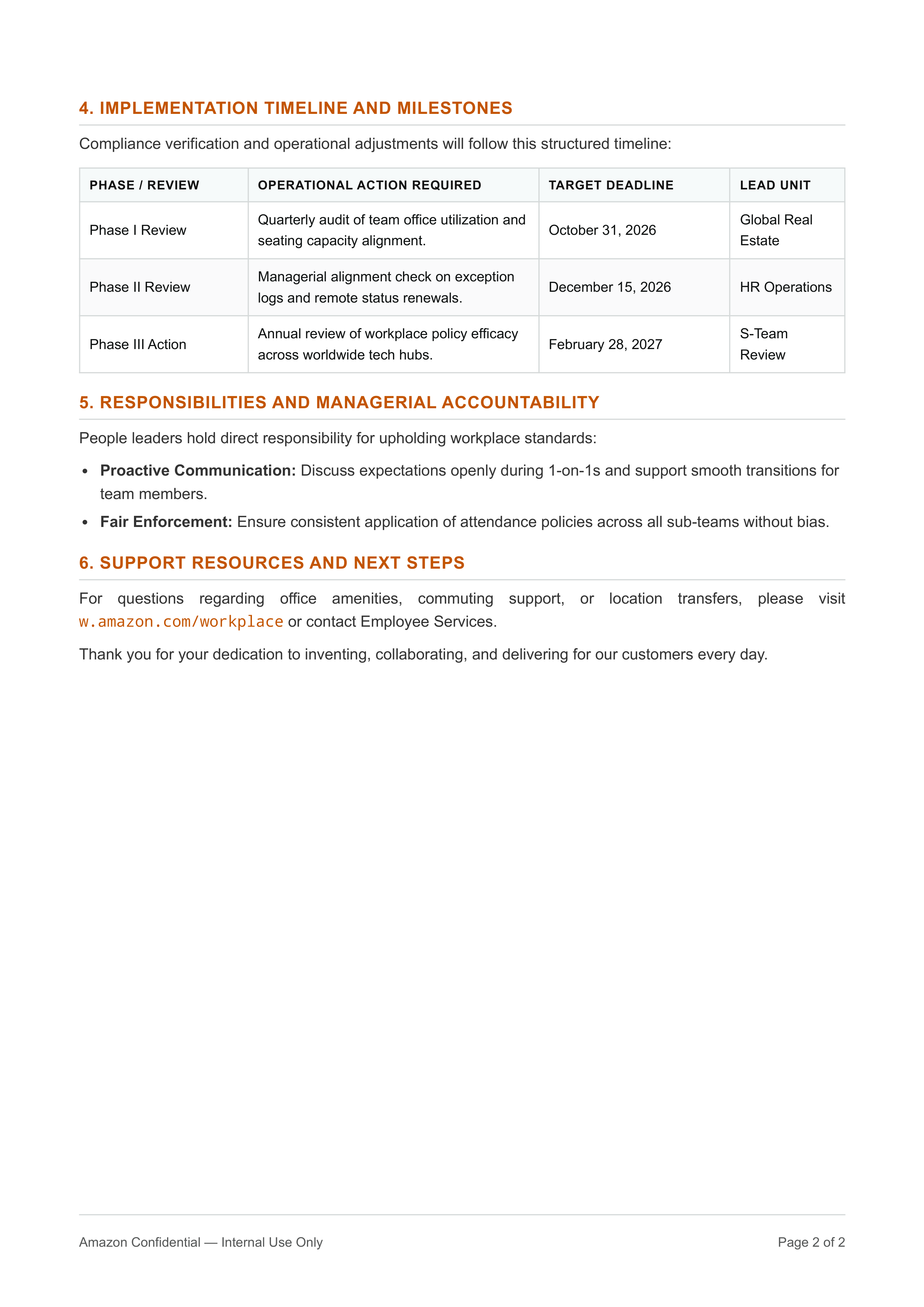 Amazon Work Location Policy Memo — page 2
