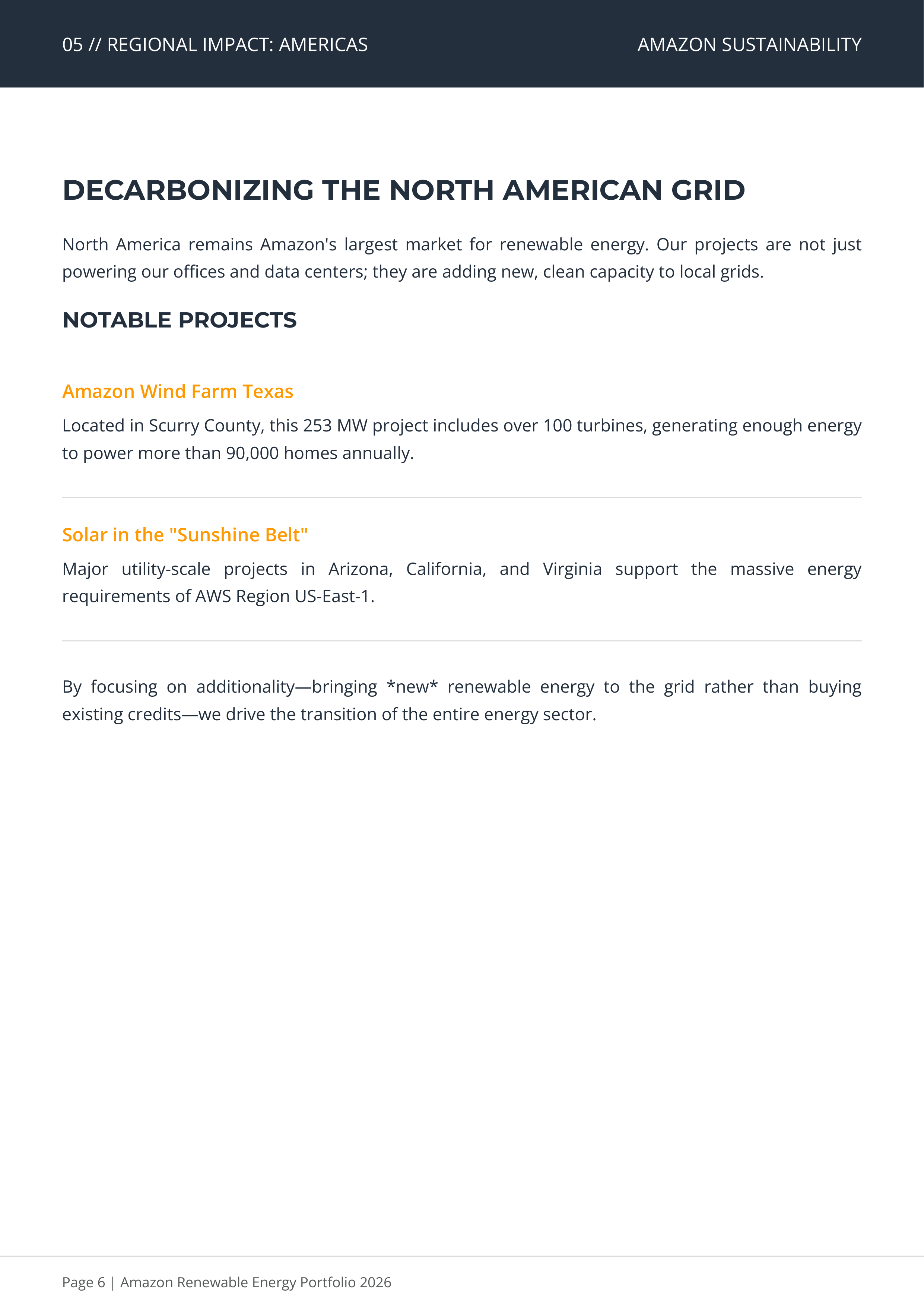 Amazon’s Sustainability Renewable Energy Portfolio — page 6