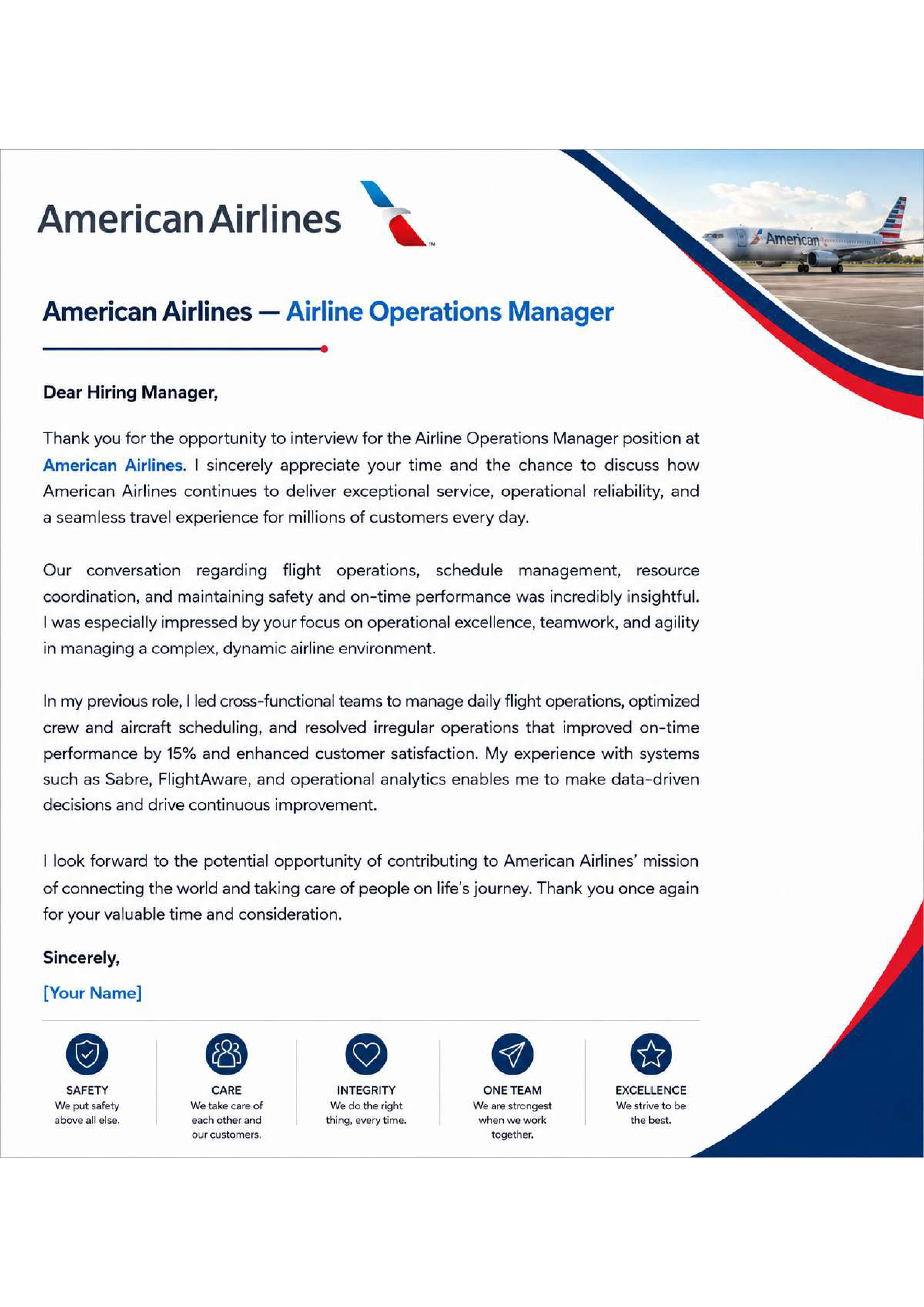 American Airlines Airline Operations Manager — page 1