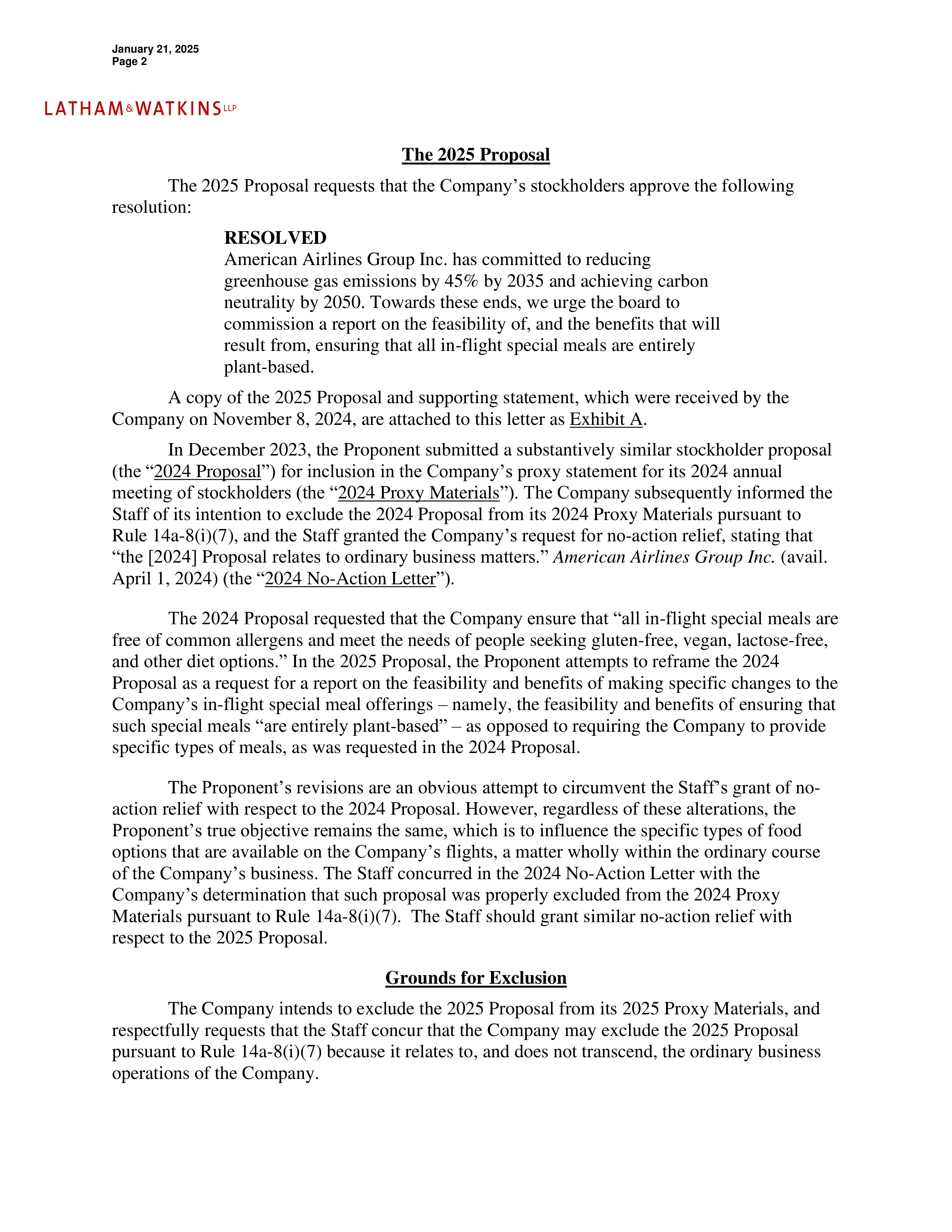 American Airlines Group Proposal  — page 3