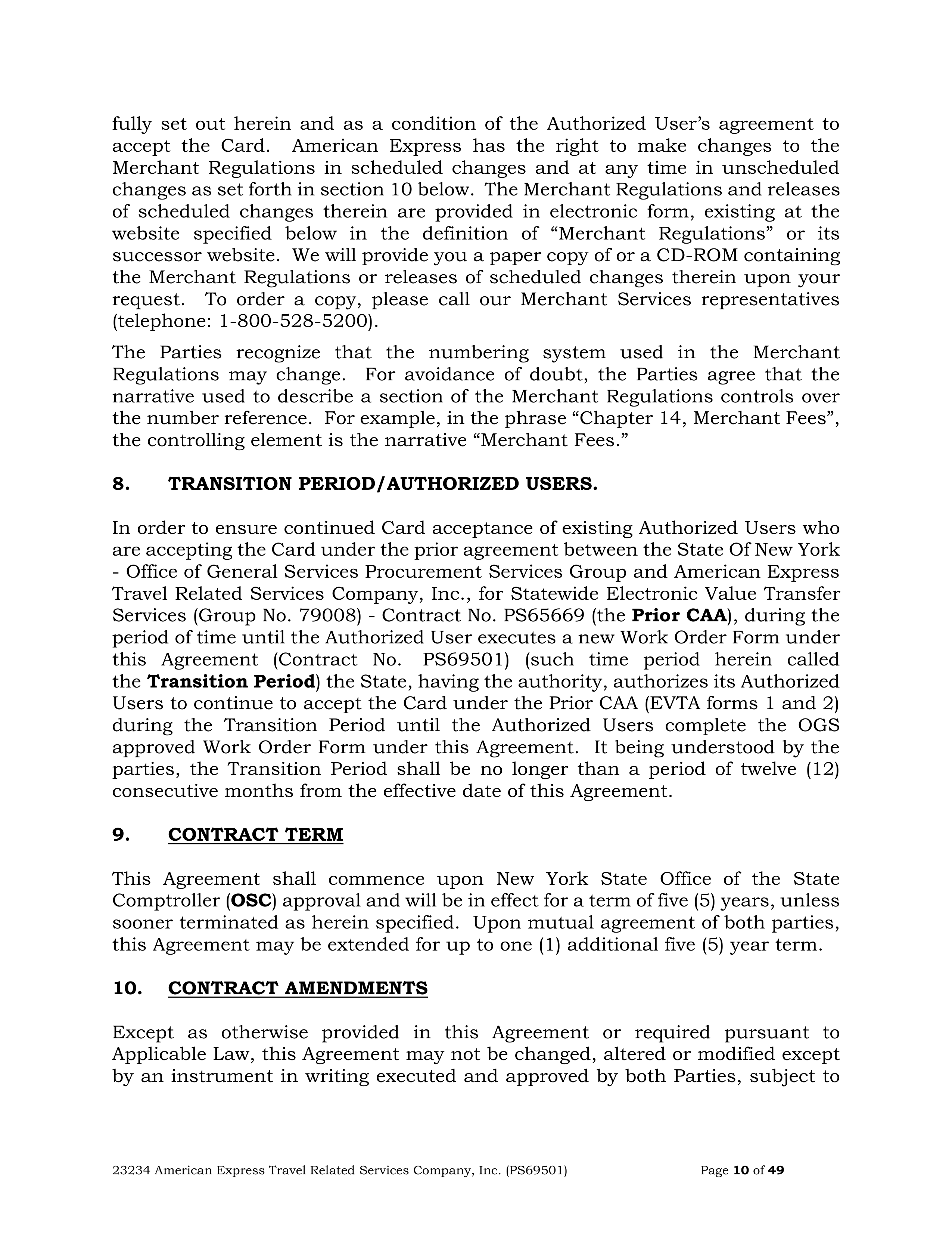 American Express Card Acceptance Agreement — page 10