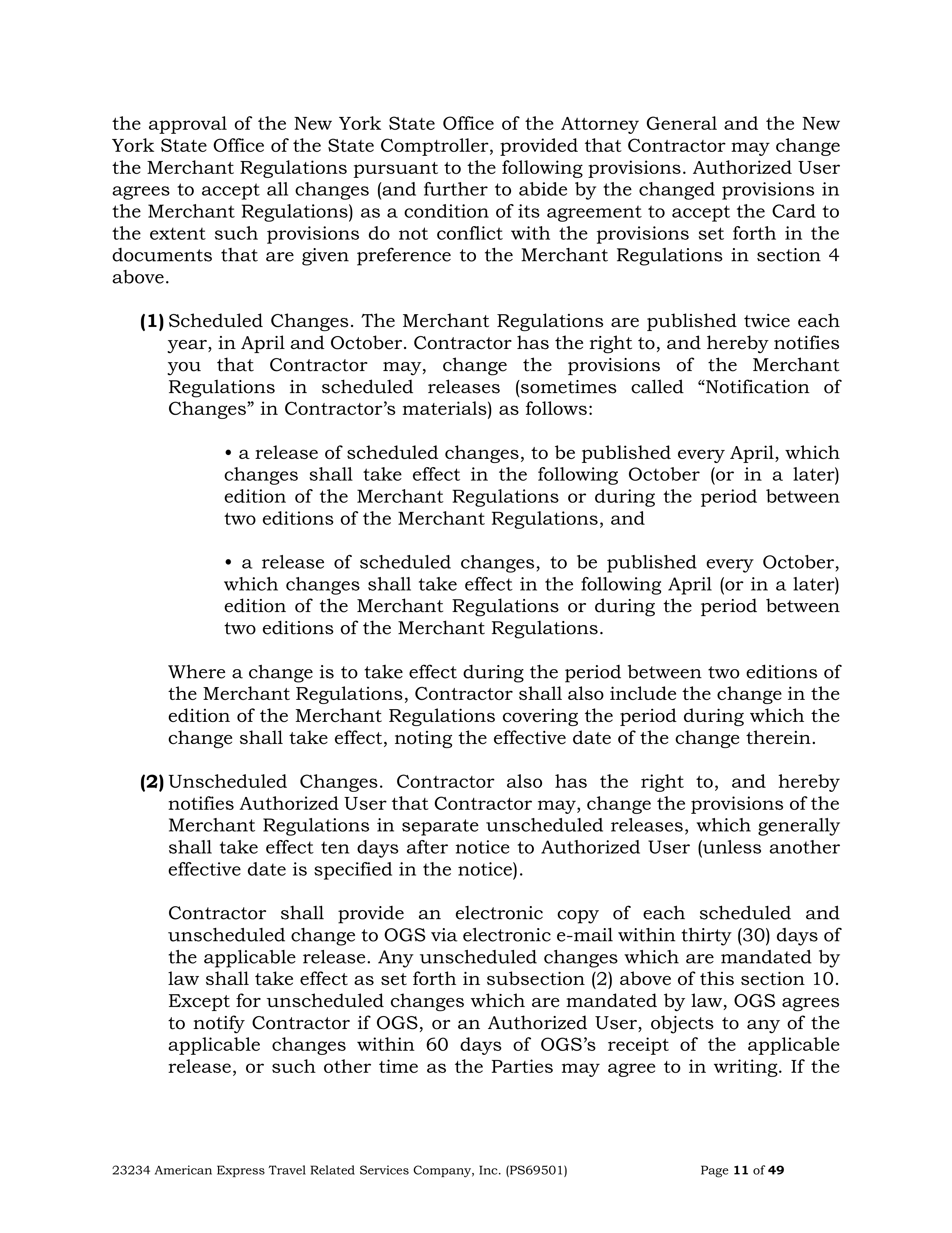 American Express Card Acceptance Agreement — page 11