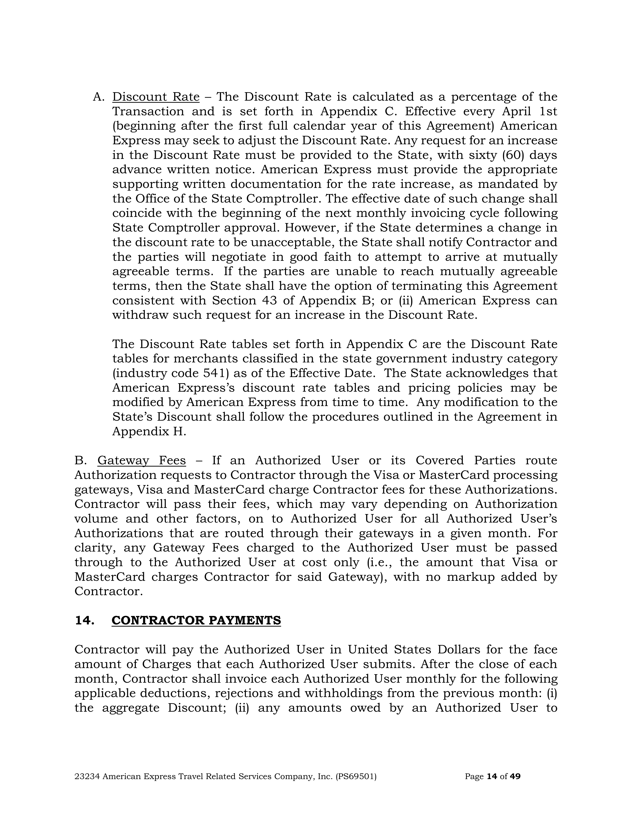 American Express Card Acceptance Agreement — page 14